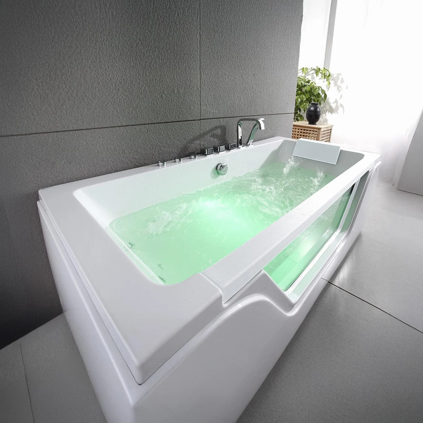 SPALINA Tahiti White Jets - Bañera de hidromasaje con Ojo de Buey L. 170 x l. 78 cm