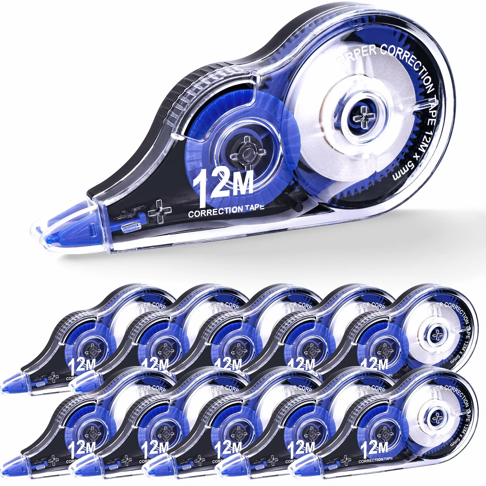 Jewan 10 Piezas Cinta Correctora 12m x 5mm Roller Pocket con Tapa Protectora