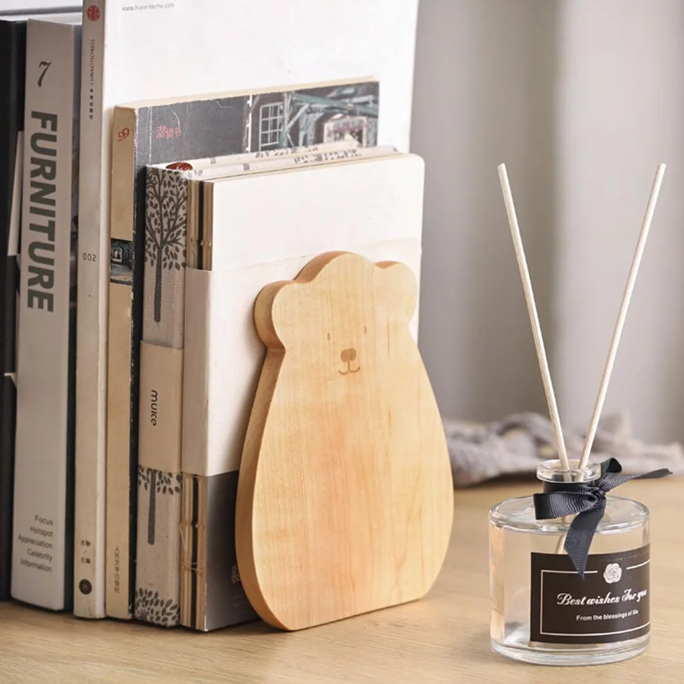 Sujetalibros de Madera de Haya 12x15 cm Antideslizantes para Estantes