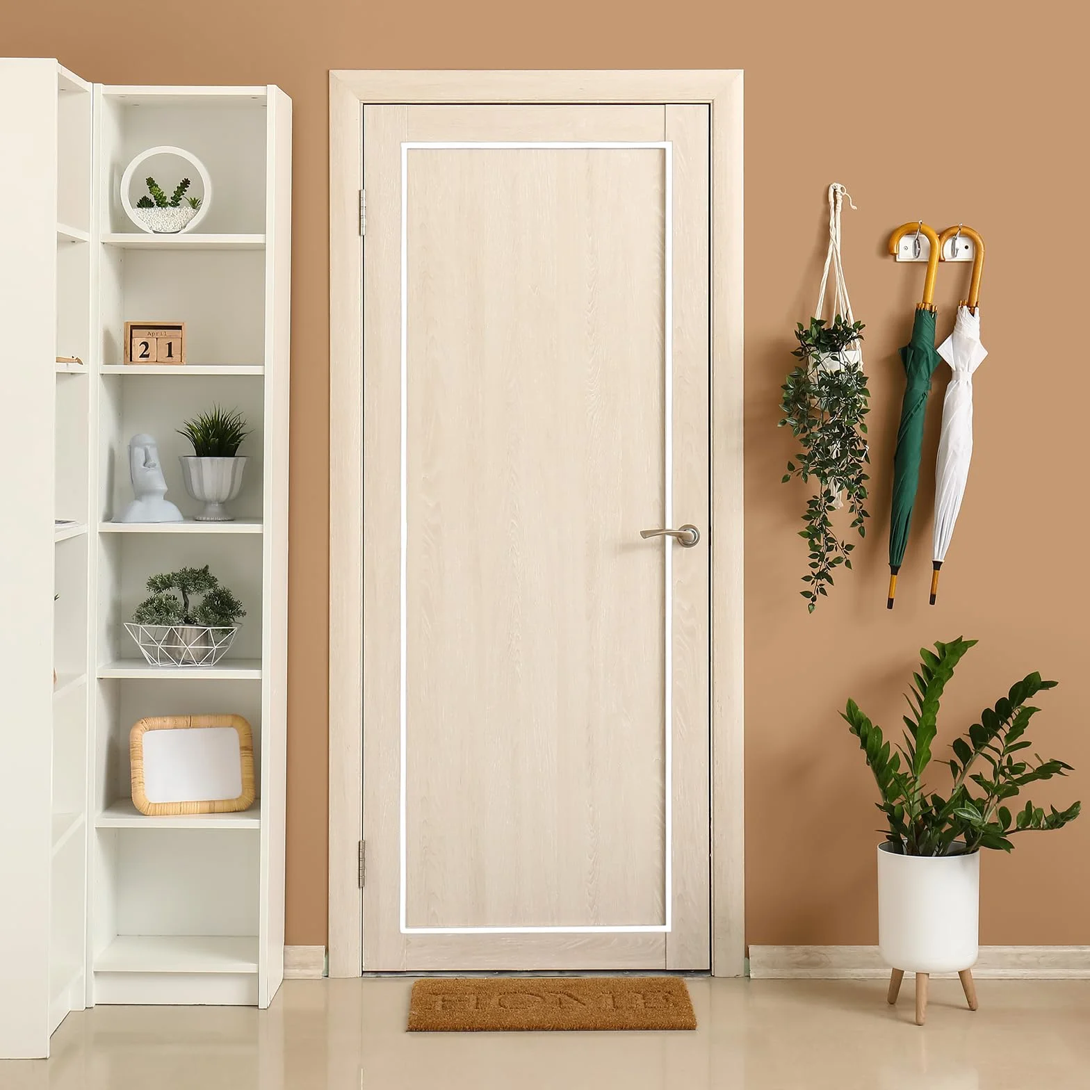 Moldura de Pared Autoadhesiva 6,1 m x 6,4 mm, borde de PVC autoadhesivo e impermeable para pared, ventana, espejo, mueble, azulejo – decoración DIY Blanco