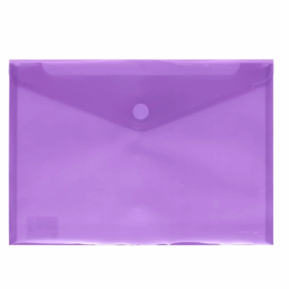 Grafoplas - Sobres de Plástico Tamaño Folio, Contine 12 Unidades, Color Violeta Traslúcido, Medidas 33,4x23,5cm, Cierre Clic, Protege tus Documentos de Papel