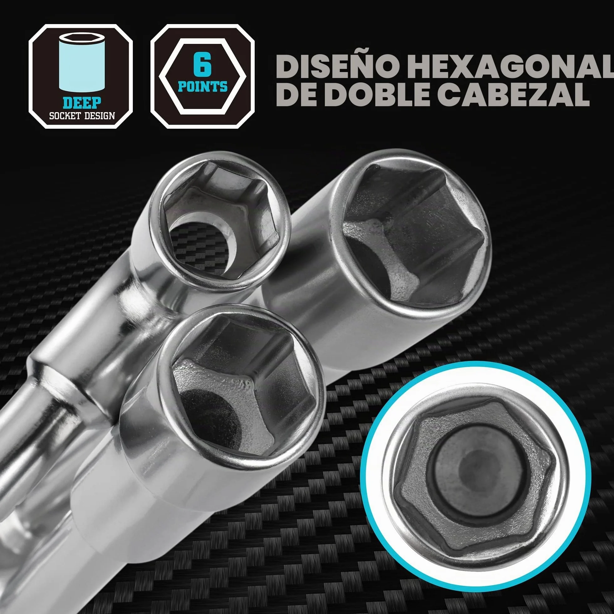 DURATECH Juego de llaves de codo de perforación de tubería tipo L, juego de llaves hexagonales en forma de L, métricas, 9 piezas, 8-19 mm, acero de aleación cromada, 6 puntos, con bolsa rodante