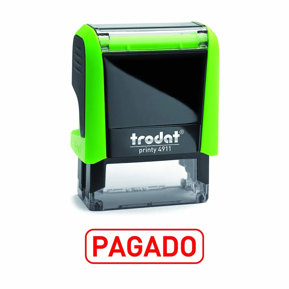 Trodat 4911 Printy Sello Fórmula Comercial con Texto Español PAGADO, entintaje automático, Tamaño de la Placa de Texto 37 x 14 mm, Rojo