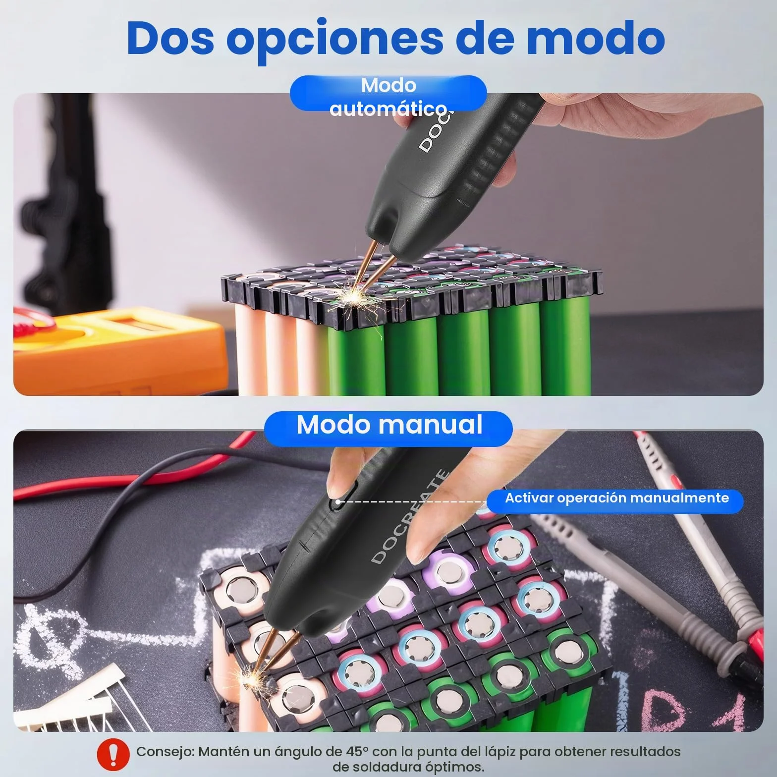 Soldadora de puntos con batería, soldador portátil de puntos, con modos automáticos y manuales, 99 velocidades ajustables para paquetes de baterías DIY, pantalla LED
