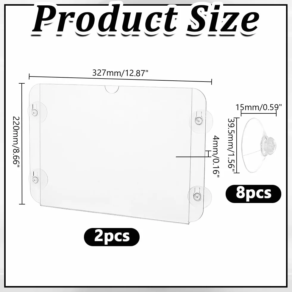 Arricraft 2 Soportes Acrílicos para Letreros de Ventana con Ventosas, 12.87x8.66 Pulgadas, Soporte Transparente para Señalización de Pared