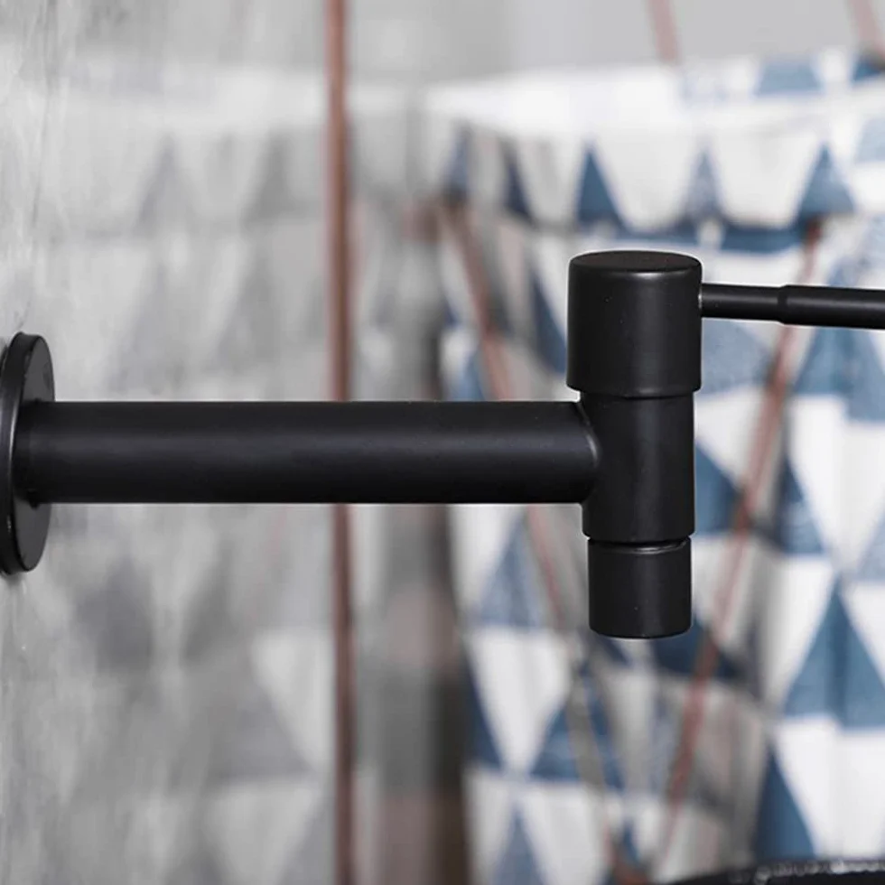 Grifo Exterior Acero Inoxidable Montado en la Pared para Jardín, Baño, Cocina (Negro)