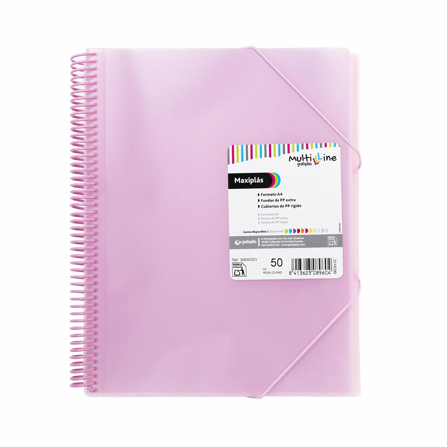 Grafoplas Carpeta con Fundas Transparentes A4 Rosa Claro 50 Forros Polipropileno