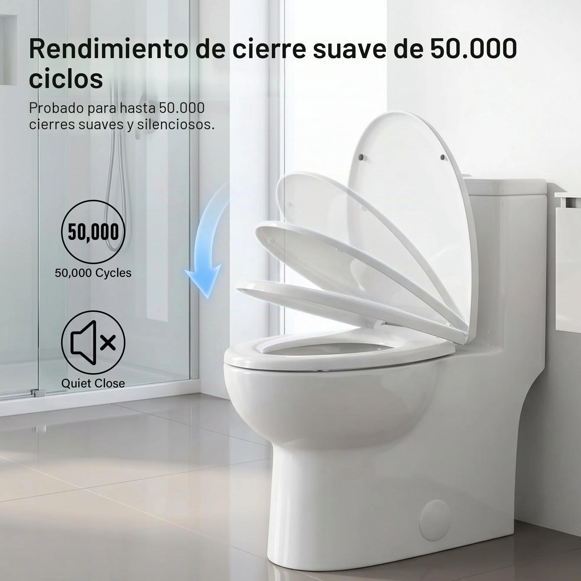 Asiento de inodoro de cierre suave, asiento de inodoro con liberación rápida para una fácil limpieza, asientos de inodoro estándar ovalados, fijación superior simple, asiento de inodoro universal, sin