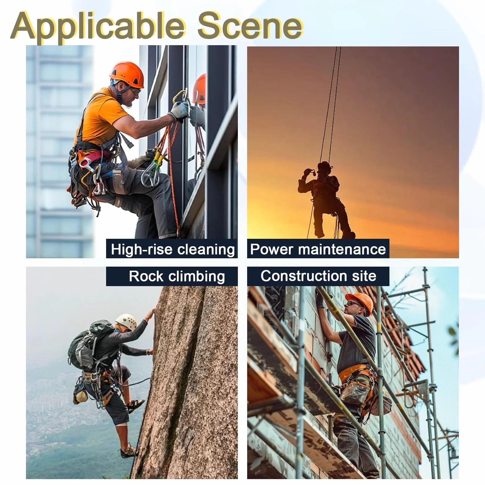 Dispositivo Anticaidas Retráctil Seguridad, Linea de Vida Retractil Homologado 10m/15m/20m, 150 kg Arnés de Seguridad Anticaídas Retráctil Trabajo en Tejados/ Altura(Amarillo,20 Metros)