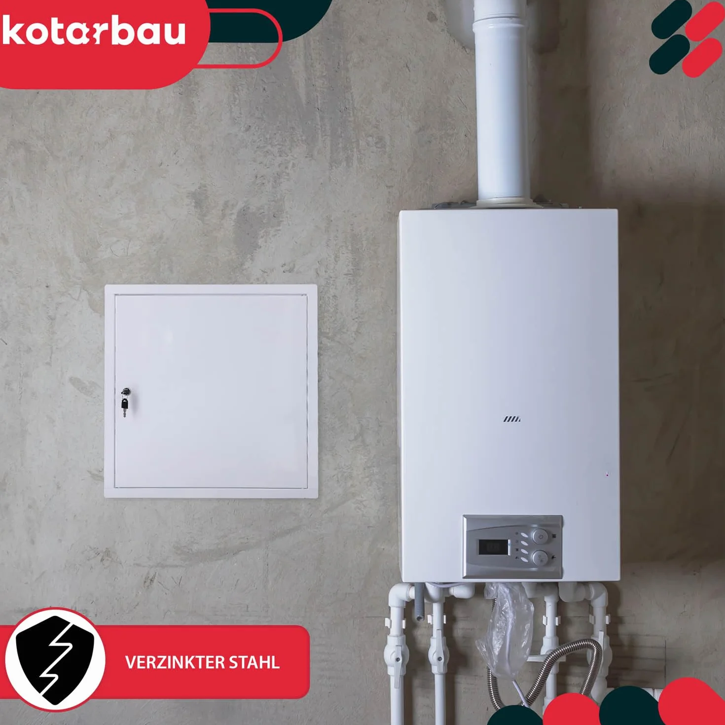 KOTARBAU® Tapa de inspección 50 x 50 cm, puerta de inspección de yeso con llave, caja de seguridad, tapa de inspección empotrada de acero galvanizado, placa de yeso, tapa de mantenimiento, color