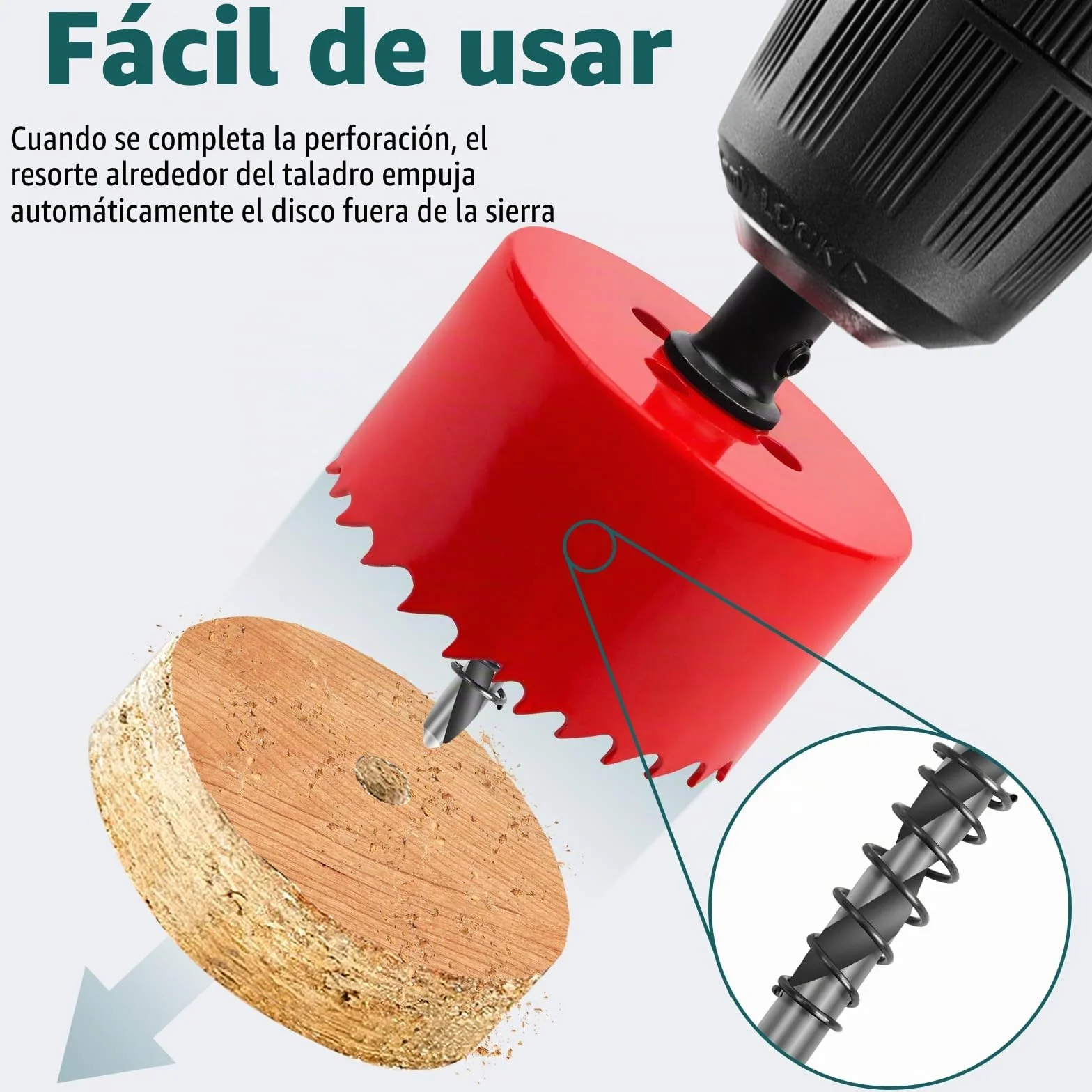 Sierras de Corona 100mm, M42 HSS Bi-Metal Corona Taladro con Adaptador Hexagonal y Taladro, Corona Metal para Pladur Madera Plástico, 1 pieza Rojo