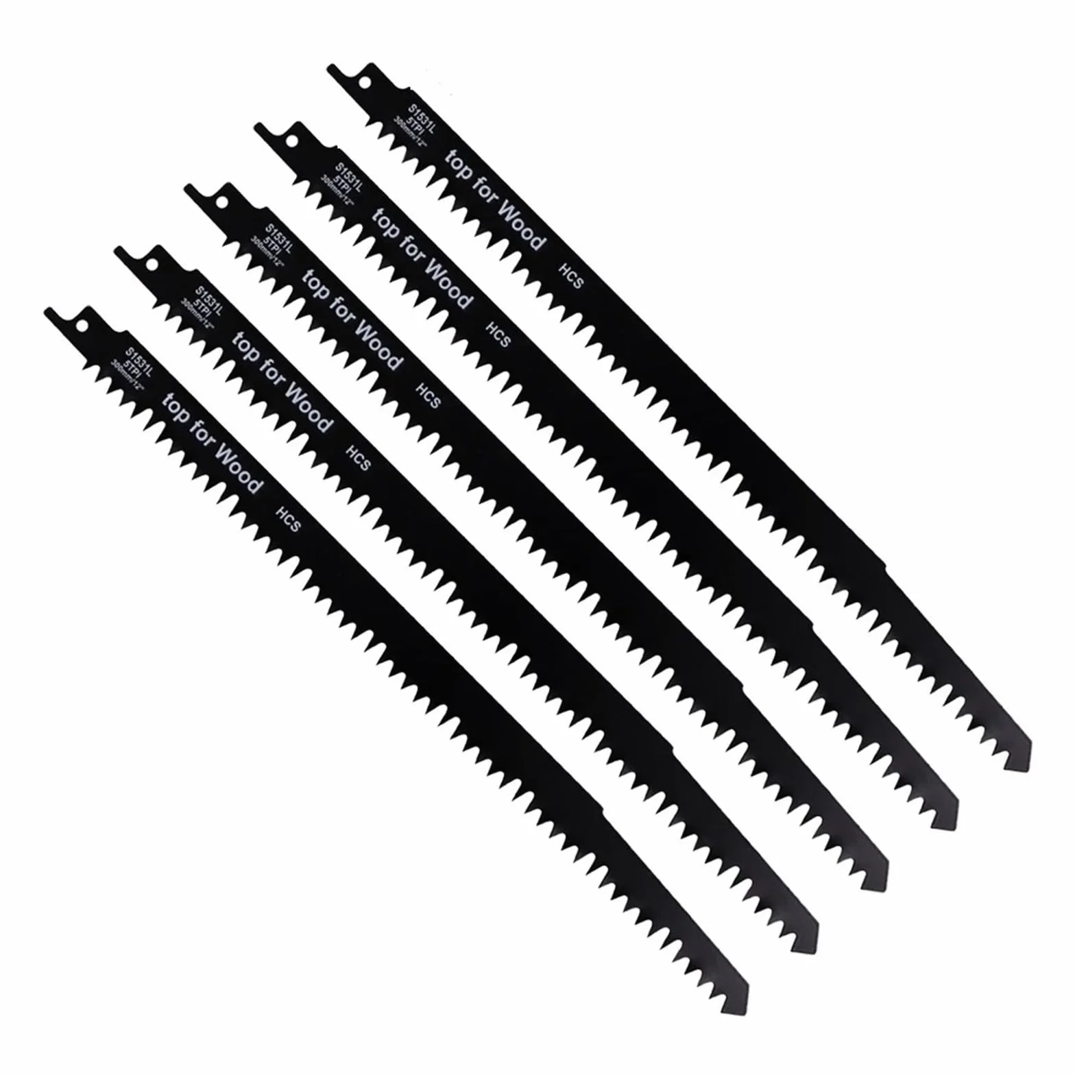Hojas de sierra alternantes bimetálicas S1531 de 12 pulgadas, 1/5 Uds., hoja de sierra múltiple for tubos eléctricos de madera y PVC, herramientas eléctricas de corte de poda Acc (Color : 5PC