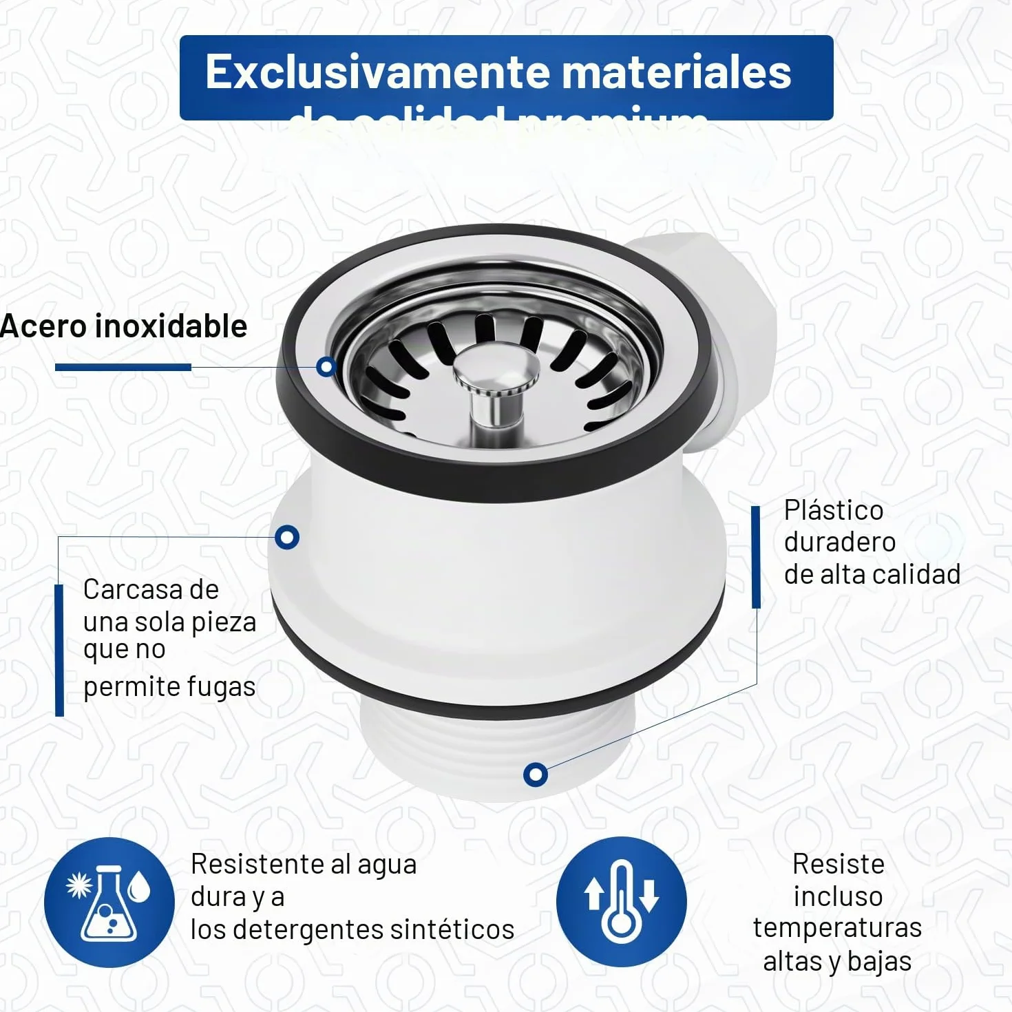 VIOKS Válvula de cesta de 70 mm con juego de desagüe de 1 pulgada para fregadero con rebosadero - Válvula de cesta para fregadero de cocina, juego de desagüe para fregadero de cocina