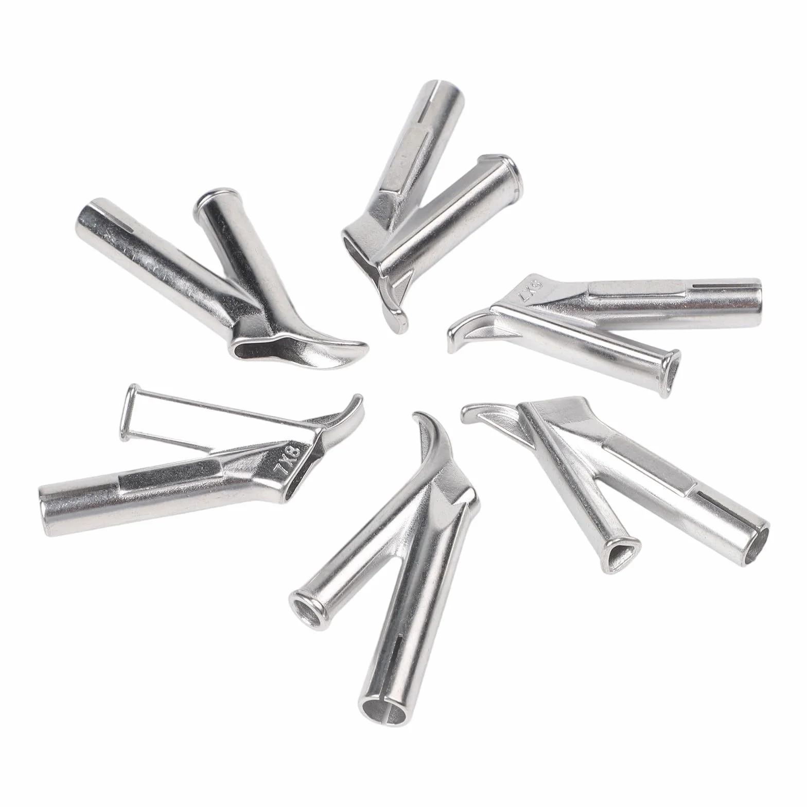 8 boquillas de punta de soldadura de acero inoxidable para soldador de plástico de aire caliente de 1500-2000 W, compatibles con hojas de PVC y PP, incluye boquillas redondas, triangulares y de