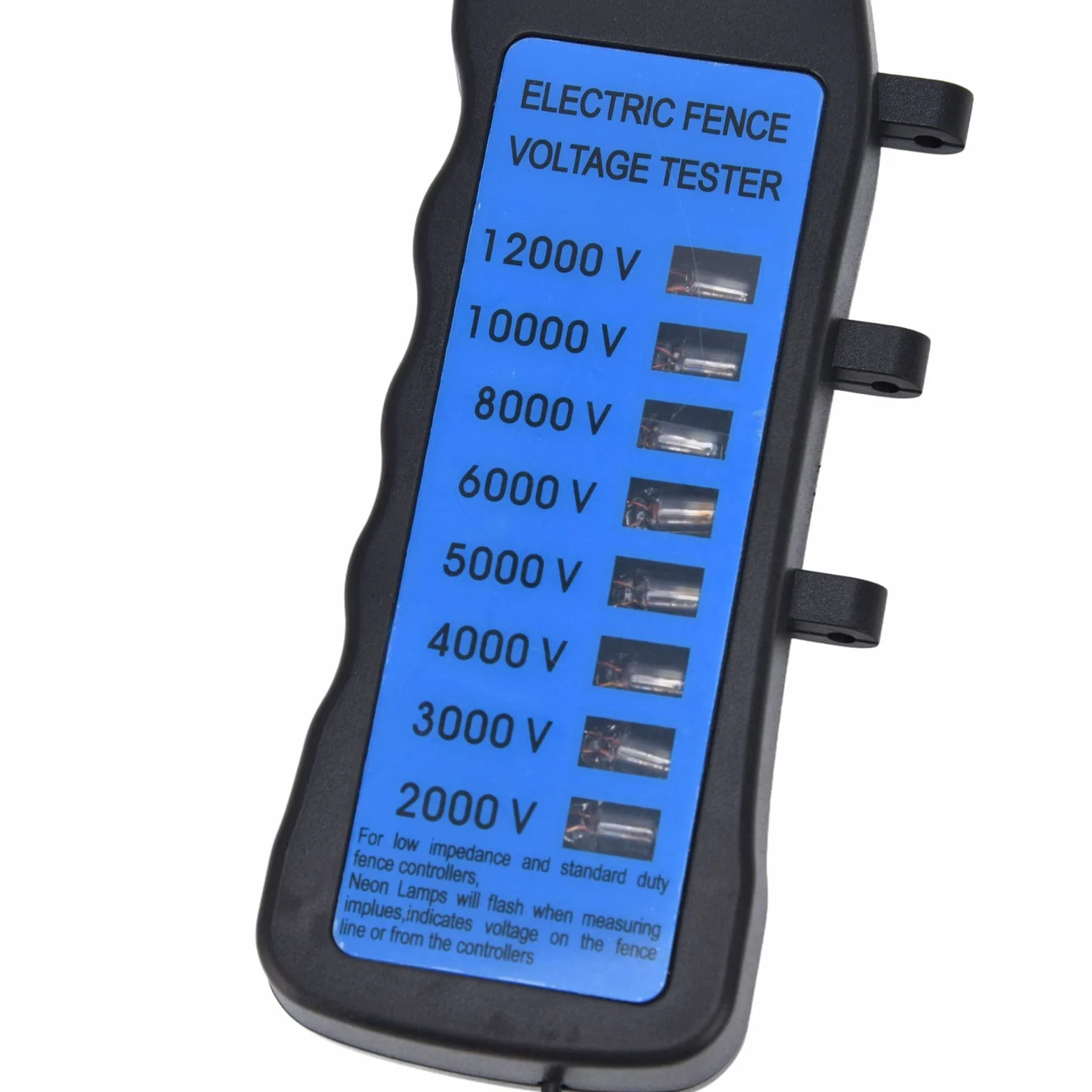 Comprobador de Corriente para Cercas Eléctricas 12KV 2000-12000V, 8 Luces Neon Impermeable para Granjas (ABS, Sin Batería)