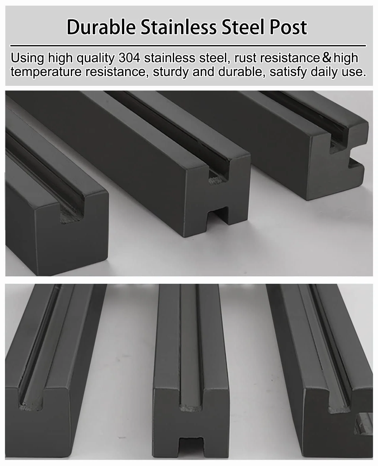 Kit de poste de balaustrada de acero inoxidable 304 de cristal negro para escaleras de pasillo interior de 90 cm de altura