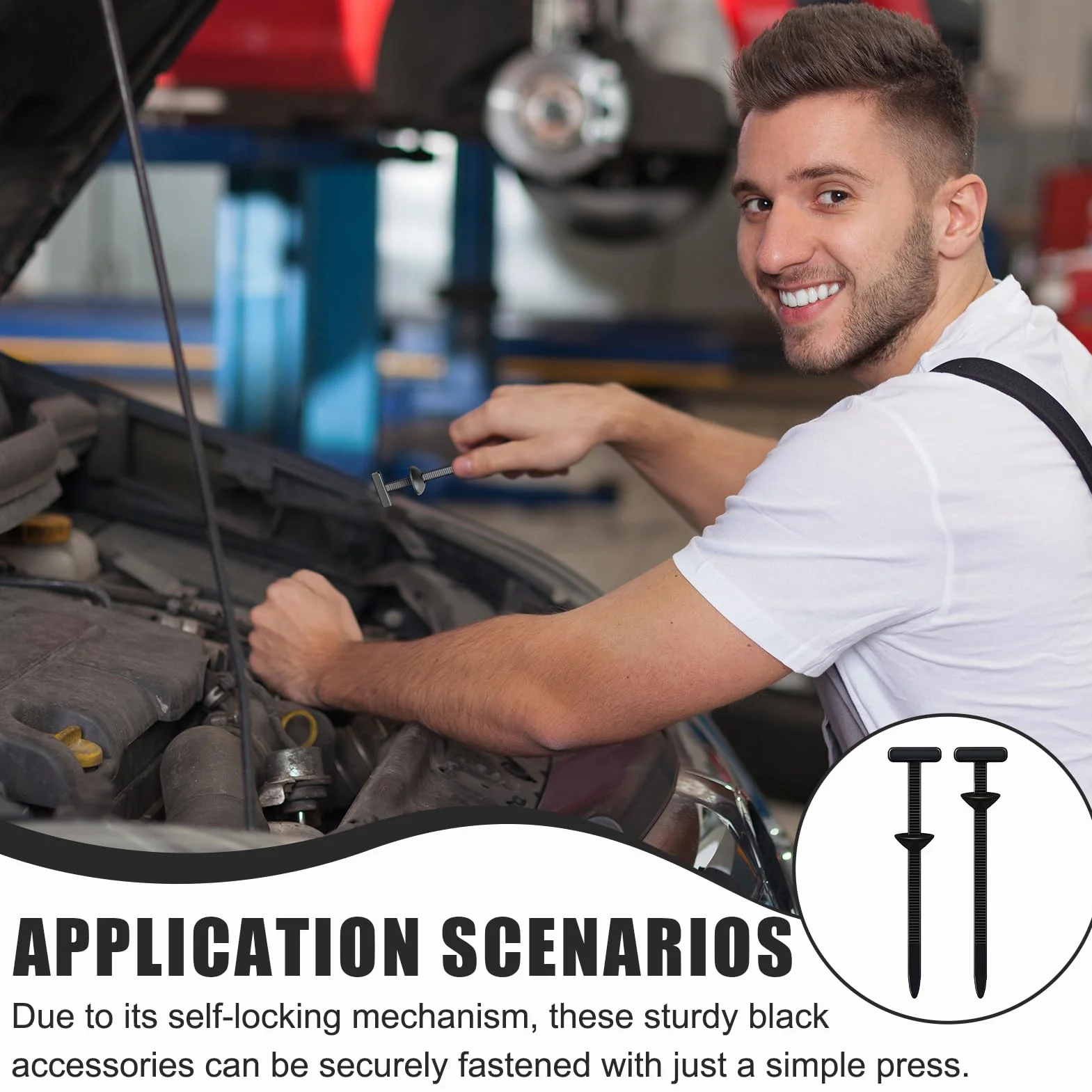 Hebilla Universal para Bridas de Nailon, Abrazaderas Plastico, Soporte de Nailon Autoblocante Resistente con Cierre Automático para Automóviles, Hogar, Reparaciones y Maquinaria (50 Juegos)