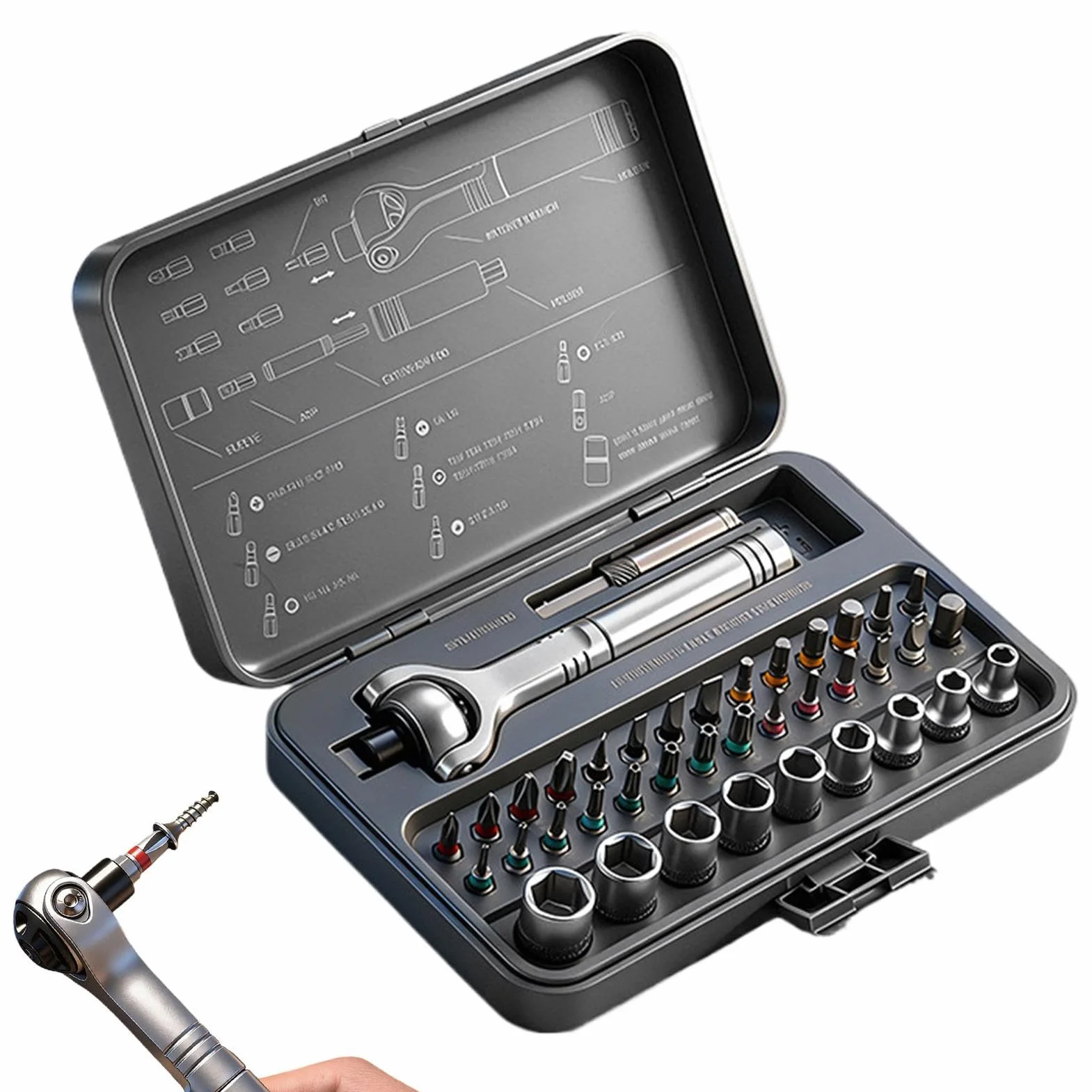 Set de destornilladores de carraca Kit de Herramientas 40 en 1 para | Set de Puntas Magnéticas con Mango Desmontable Para Reparar