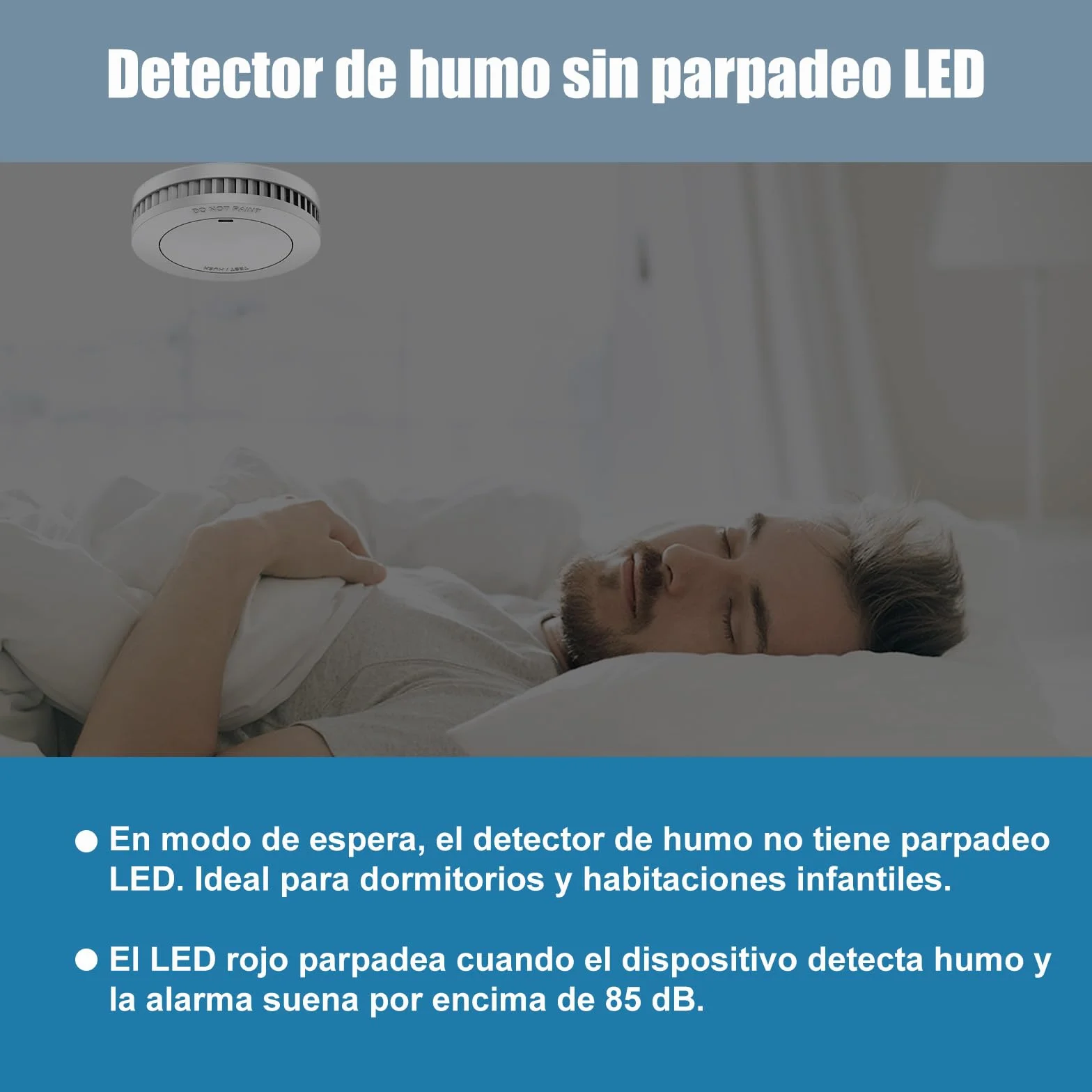 Detector de Humo de 10 años con Soporte magnético, Detector de Incendios sin LED Parpadeante, Alarma Audible de 85 dB, función de Silencio, pequeña Alarma de Incendio Blanco, EN14604