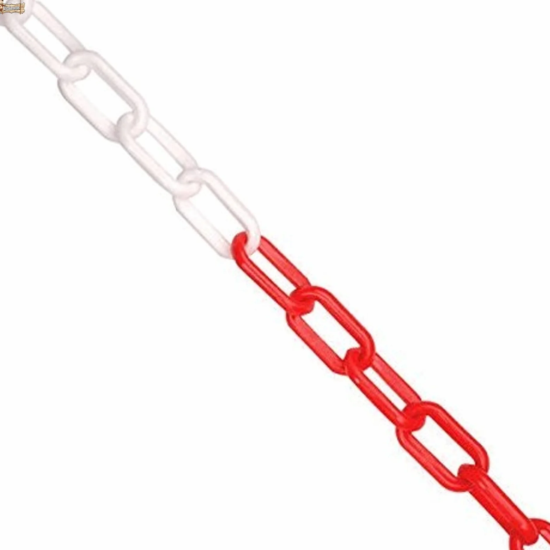 BricoLoco.com Poste señalización y balizamiento para cadena. FLUORESCENTE. Pack 8 uds. ¡¡¡ CADENA PLÁSTICO INCLUIDA !!!. Baliza poste separador de filas para eventos. Rojo y blanco de 87 cms. (8)