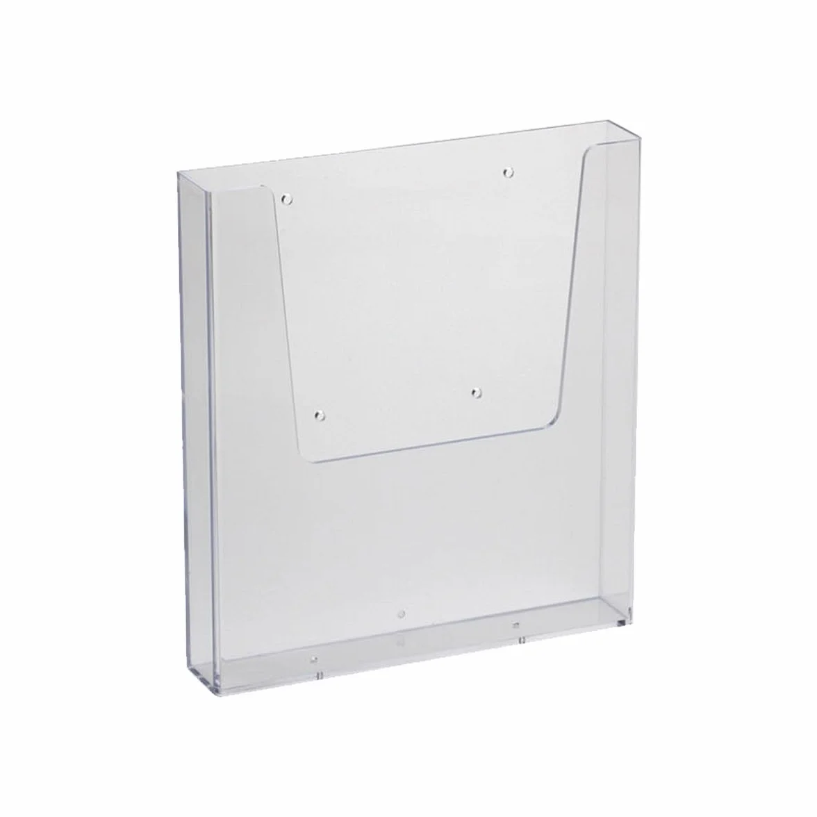 Soporte de Pared para Folletos DIN A4 – Portafolletos Acrílico Transparente Vertical con Fijación por Tornillos o Adhesivo, 3 cm Profundidad