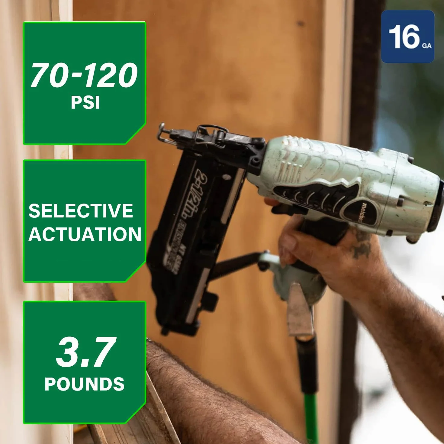 Metabo HPT Kit de clavadora Pro Preferred Finish | Calibre 16 | Acepta clavos de 1 pulgada a 2-1/2 pulgadas | Ideal para moldear, gabinetes y más | NT65M2S
