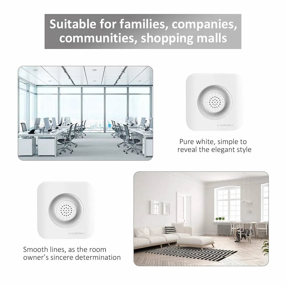 Timbre con cable 12V CC con alarma musical Dingdong para puerta decorativo moderno