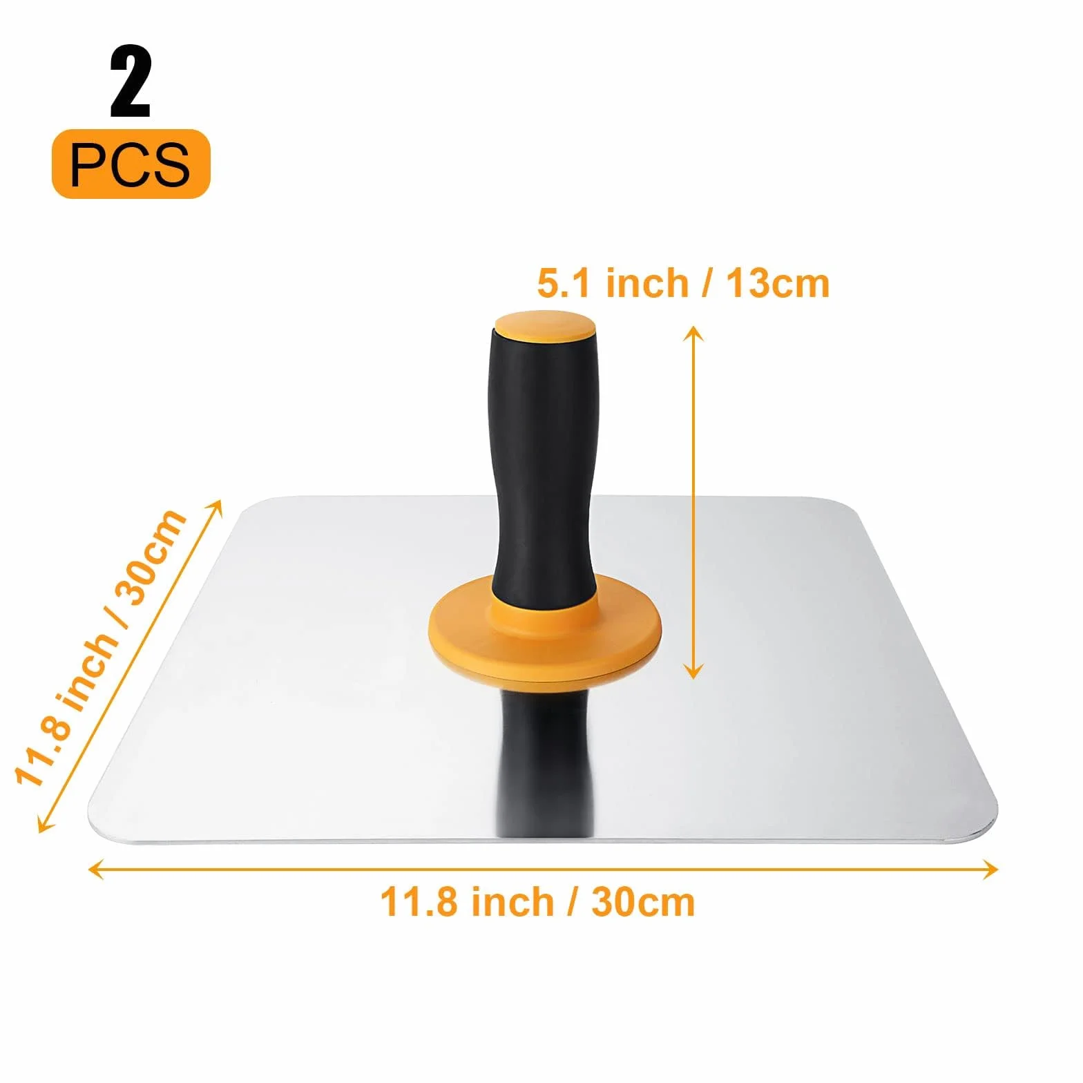 AKOLAFE 2 piezas de yeso de aluminio de halcón de yeso de 30 x 30 cm, herramientas de enlucido resistentes con mango de PET para mortero de cemento, paneles de yeso y acabado de hormigón, suministros