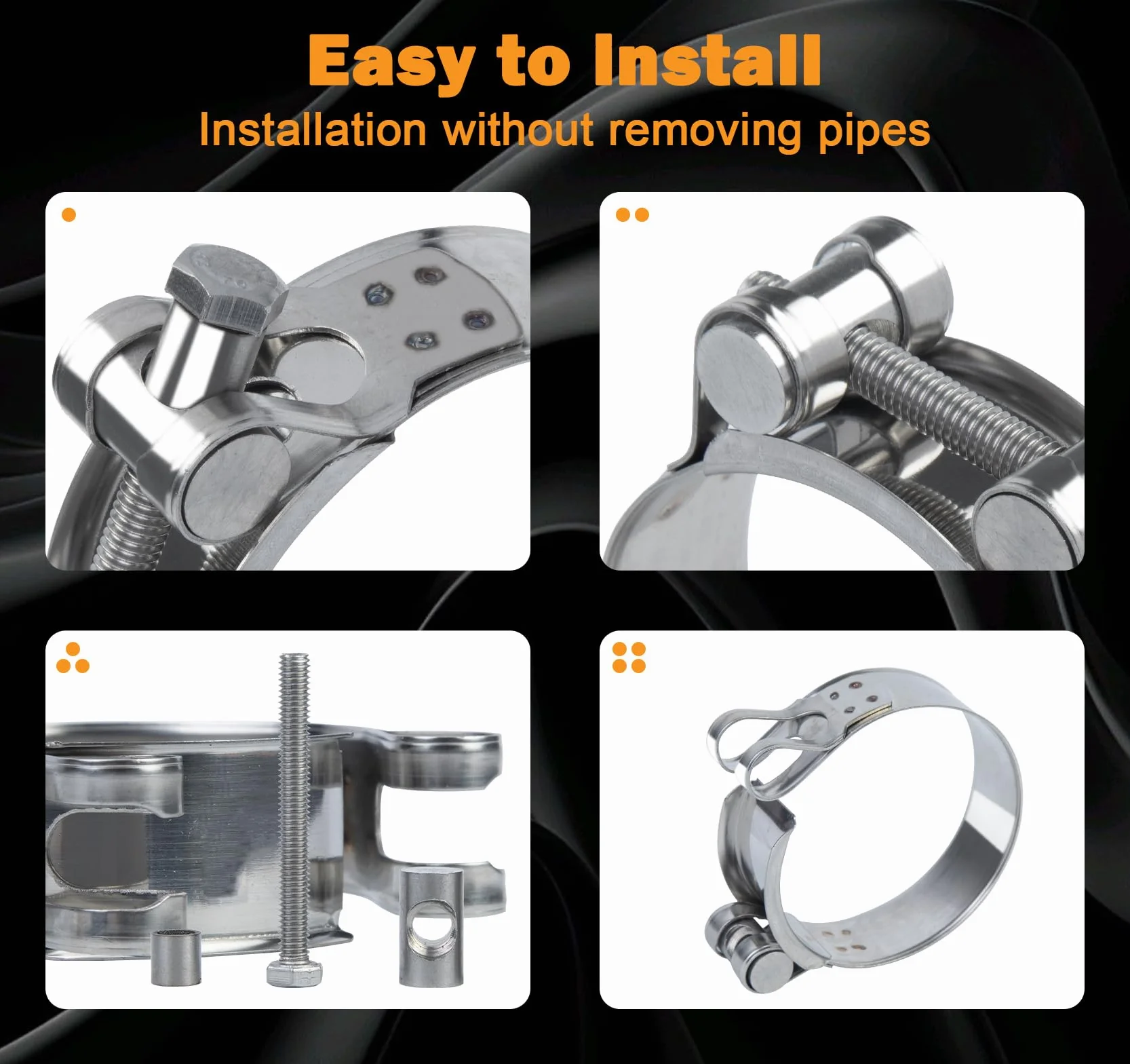 ilauke Juego de 4 Abrazaderas Metalicas, 29-31 mm Ajustables Abrazaderas para Manguera, de Acero Inoxidable 304 para Tuberías de Agua, Fontanería, Gas Doméstico y Aplicación Mecánica
