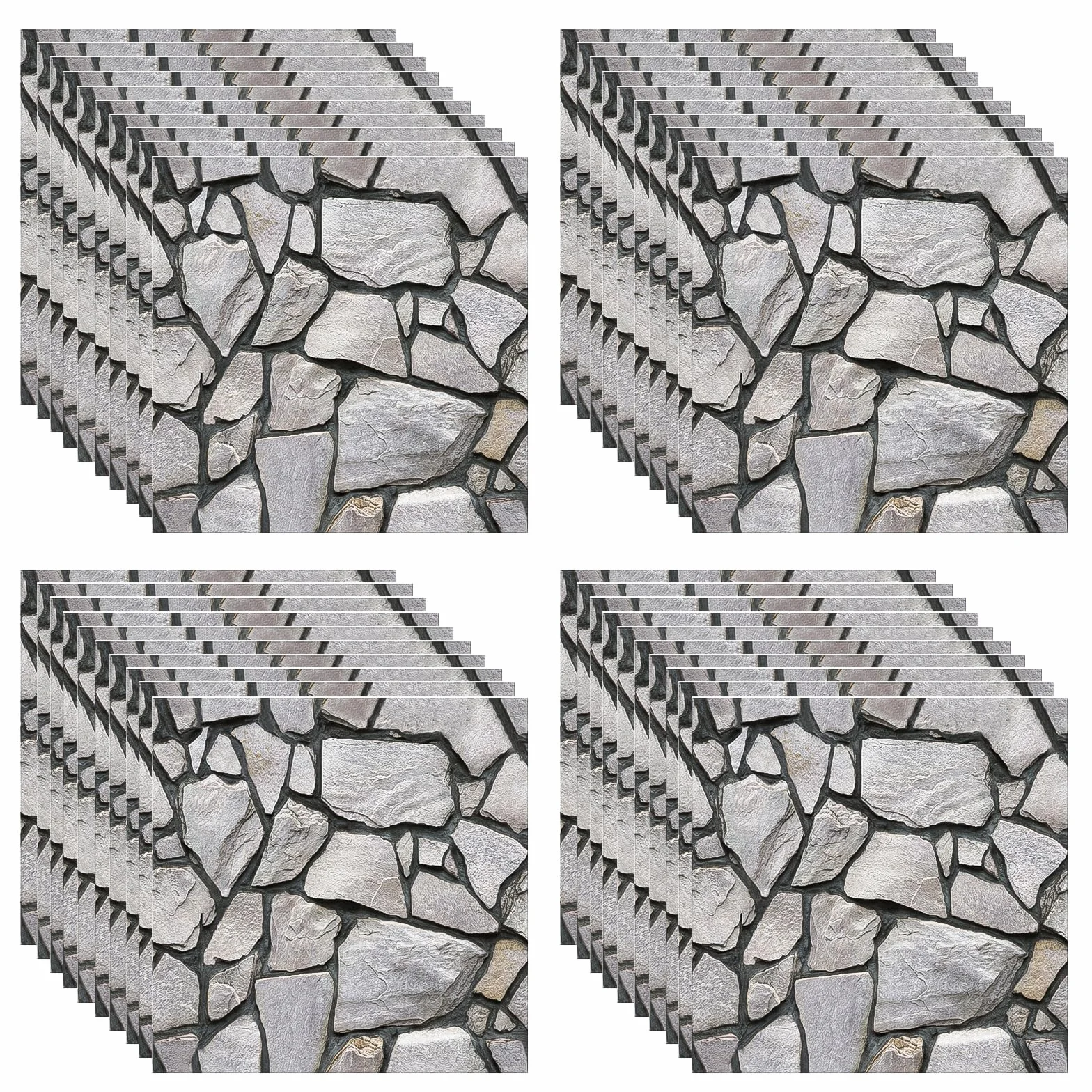 40 Piezas Papel de Pared Autoadhesivo, 30 ×30 cm Paneles Decorativos 3d, Autoadhesivo, Efecto Ladrillo de Piedra, Revestimiento de Paredes PVC, para Cocina, Dormitorio, Puerta Pared