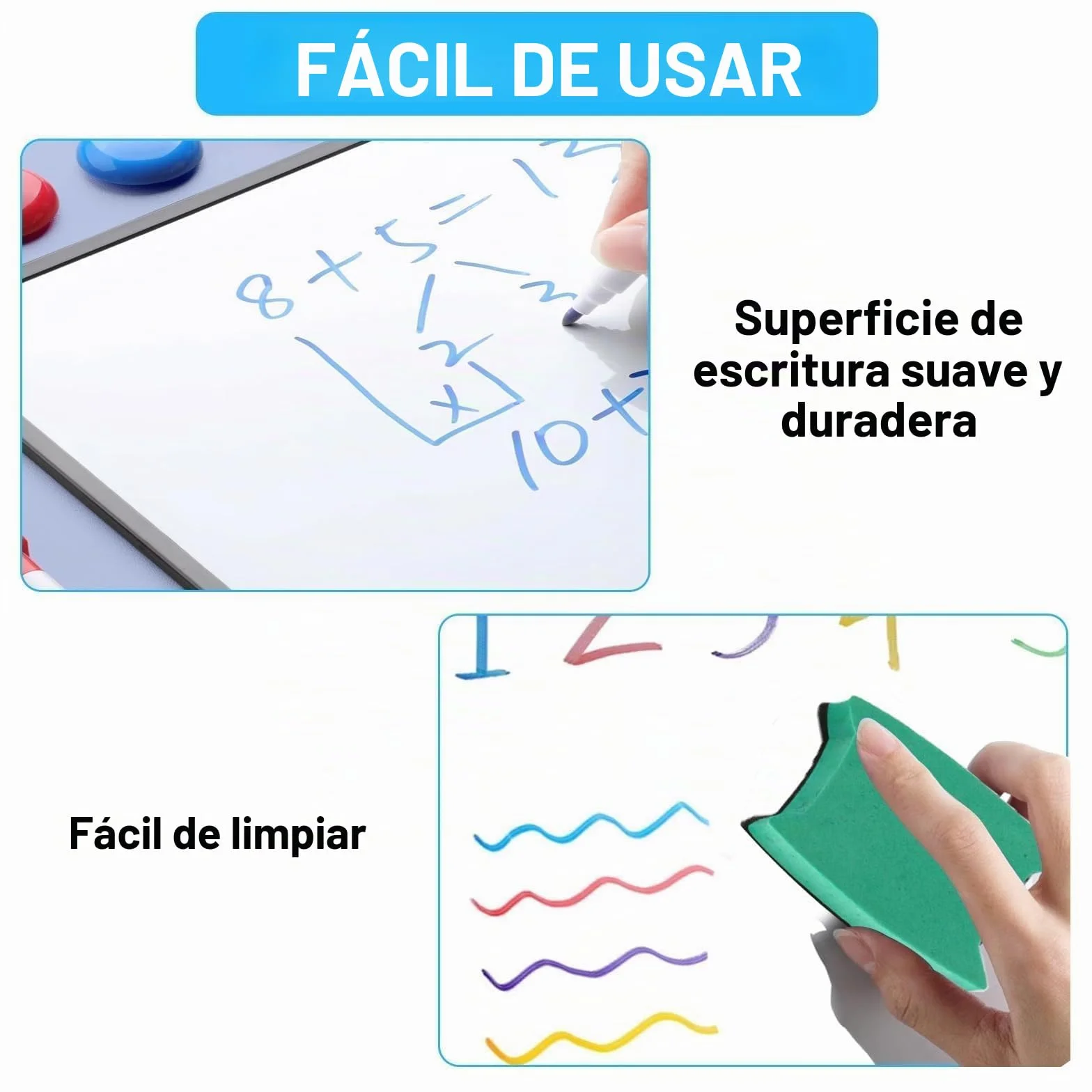 Pizarras Blancas de Borrado en Seco Doble Cara A4 30x21 cm con Rotuladores Borrador Imanes