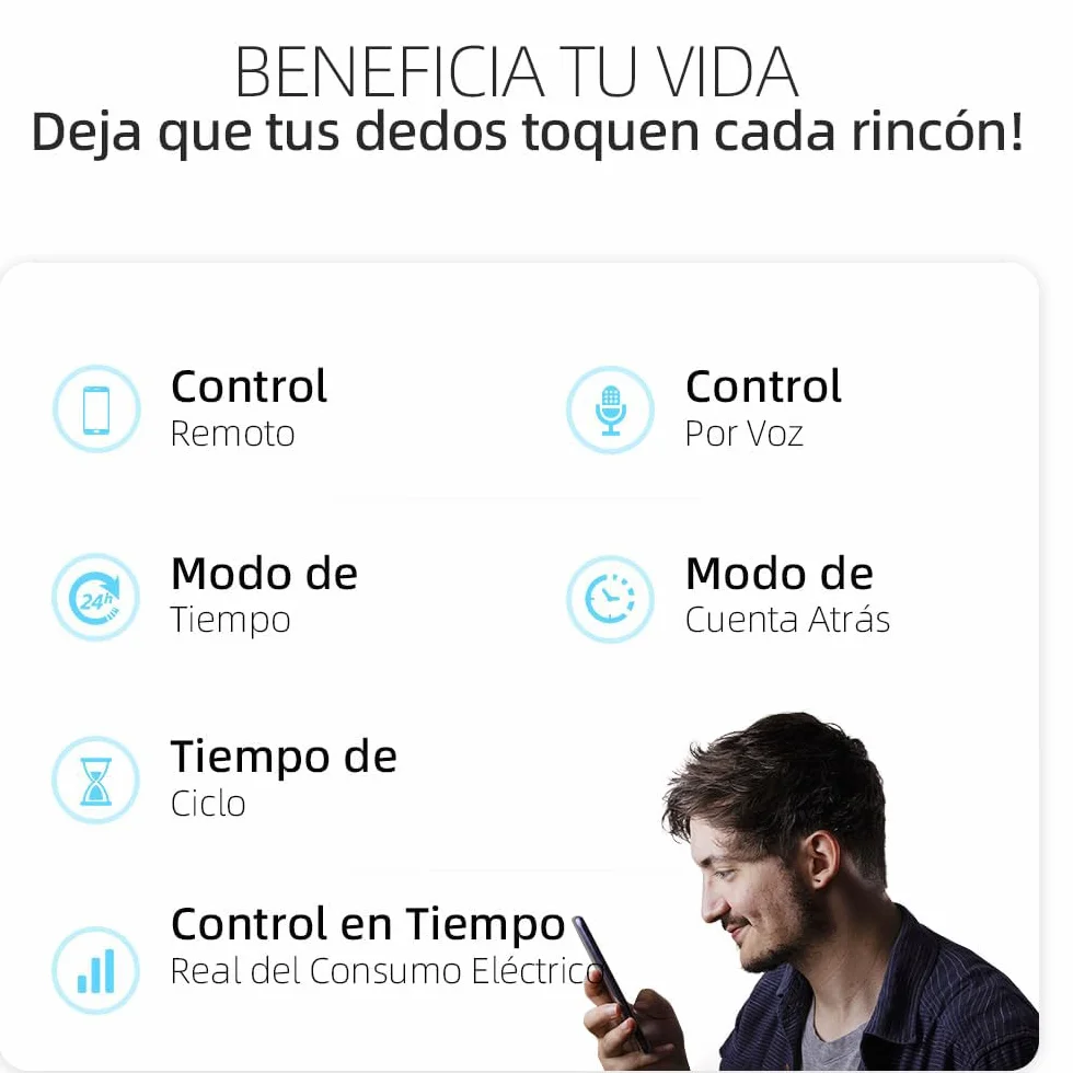 Interruptor Medidor Energia - WIFI Inteligente Interruptor - Control Remoto de Teléfono Móvil Inalámbrico y Función de 3 Modos de Sincronización- Compatible con Alexa, Google Home, TUYA App - 63A