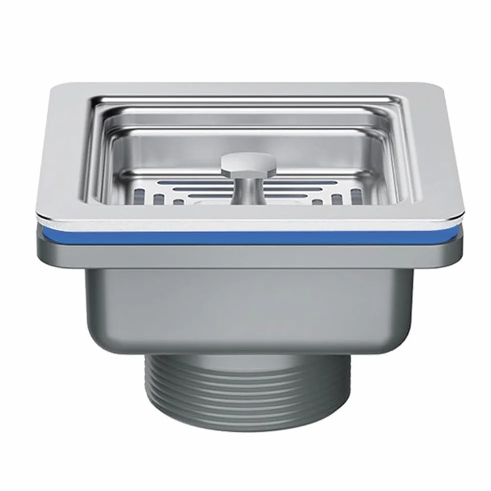 Desagüe cuadrado para fregadero de cocina 114 mm acero inoxidable