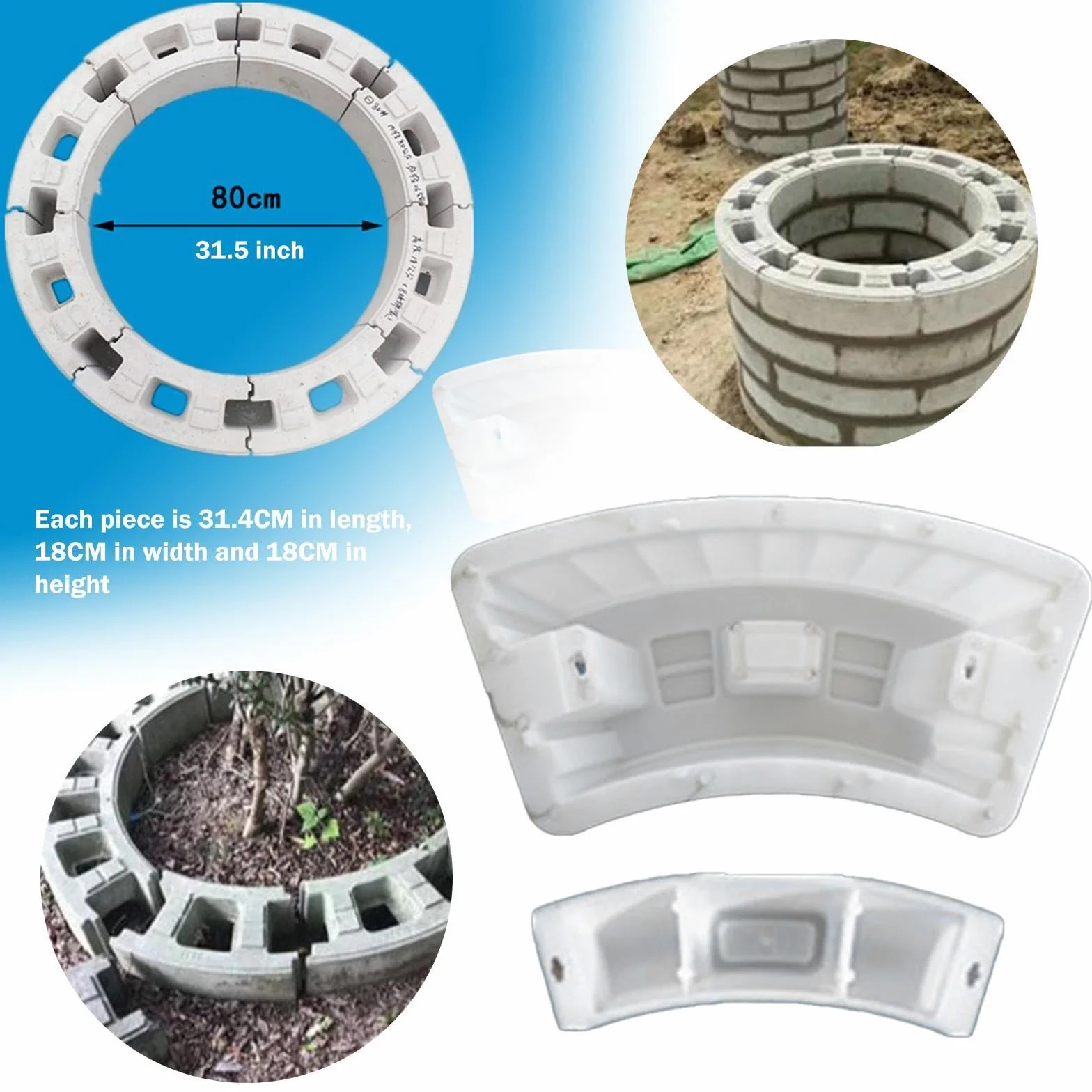 Modelo de Pared Circular para Pozo con Molde de Hormigón Y Diseño Eficiente para Construcción de Sistemas de Alcantarillado Y Áreas Exterior, Diámetro interior 80cm