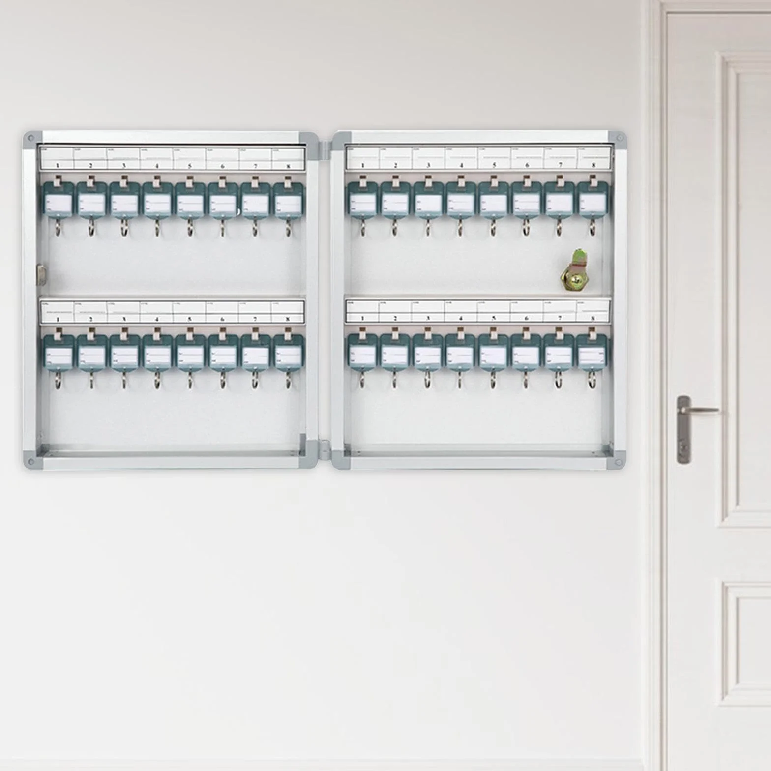 Caja de seguridad para llaves de 32 llaves, ideal para apartamentos, gas y negocios, armario Securi plateado para uso personal y profesional