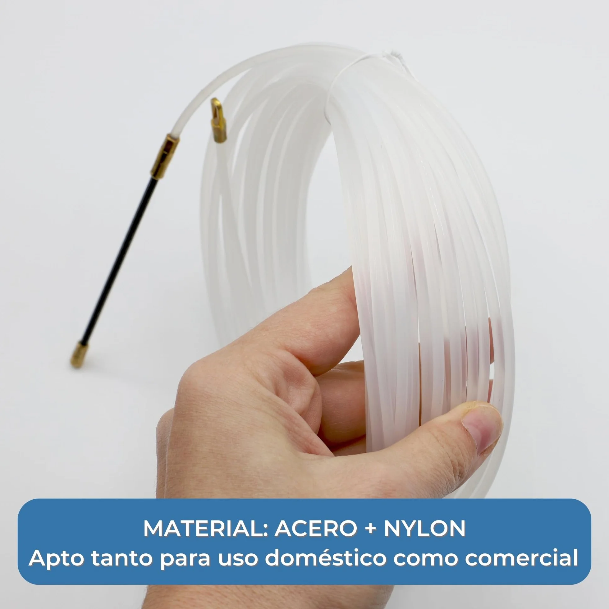 TECHZOCO Guía Pasacables de nylon, Pasacables de Nylon, Guía de Cableado Flexible, Tiracables de Nylon, Guía para Instalación Cables, Terminales Mixtos, Acero + Nylon, diámetro 3 mm x 5 metro largo