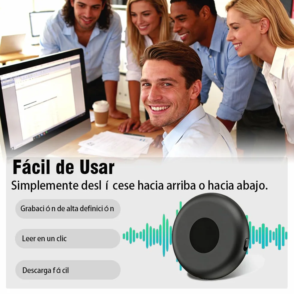 Grabadora de Voz Espía Oculta 64GB Recargable USB Activación por Voz