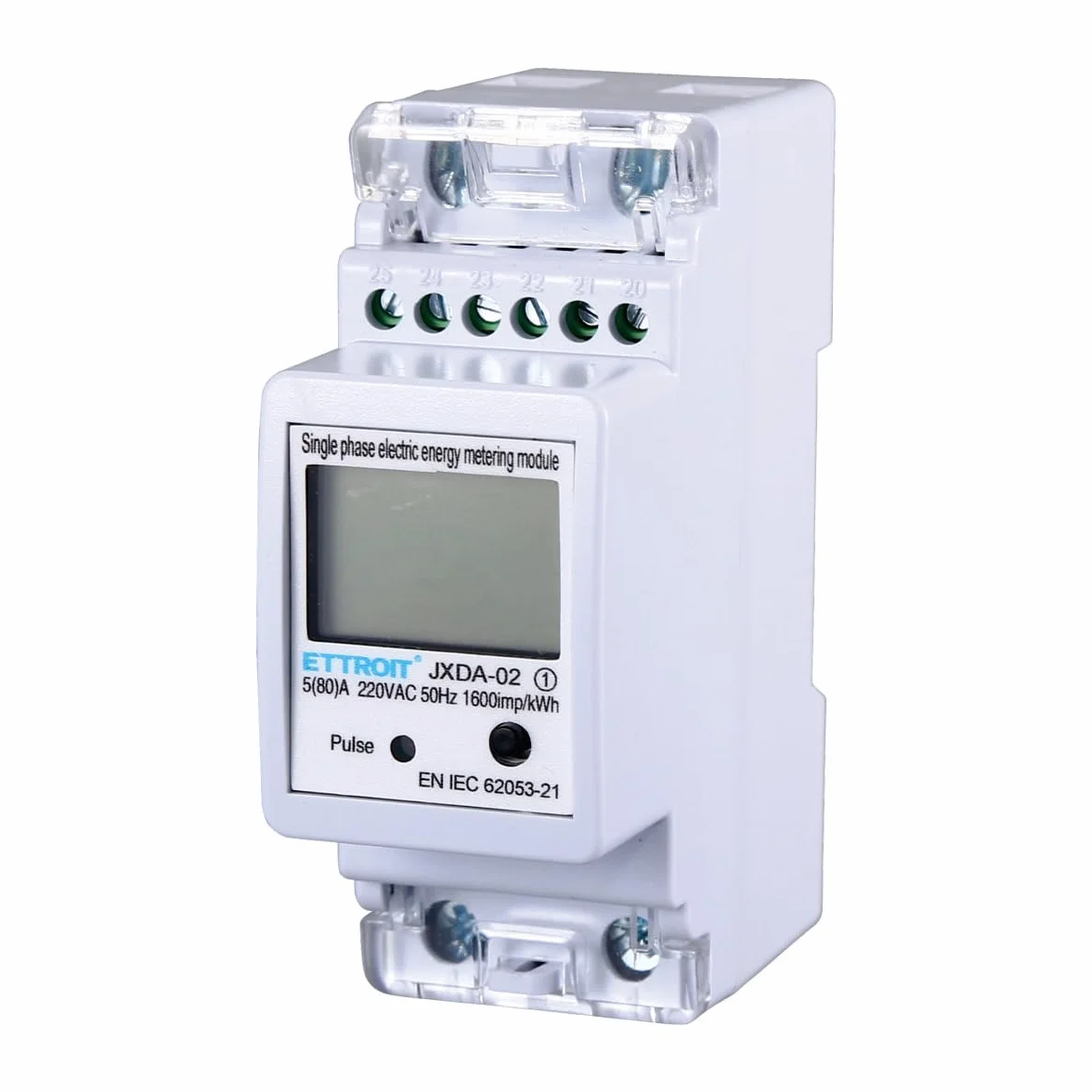Contador de energía eléctrico, medidor de corriente, para uso doméstico 220 V 5 (80) A, ocupa 2 módulos carril DIN