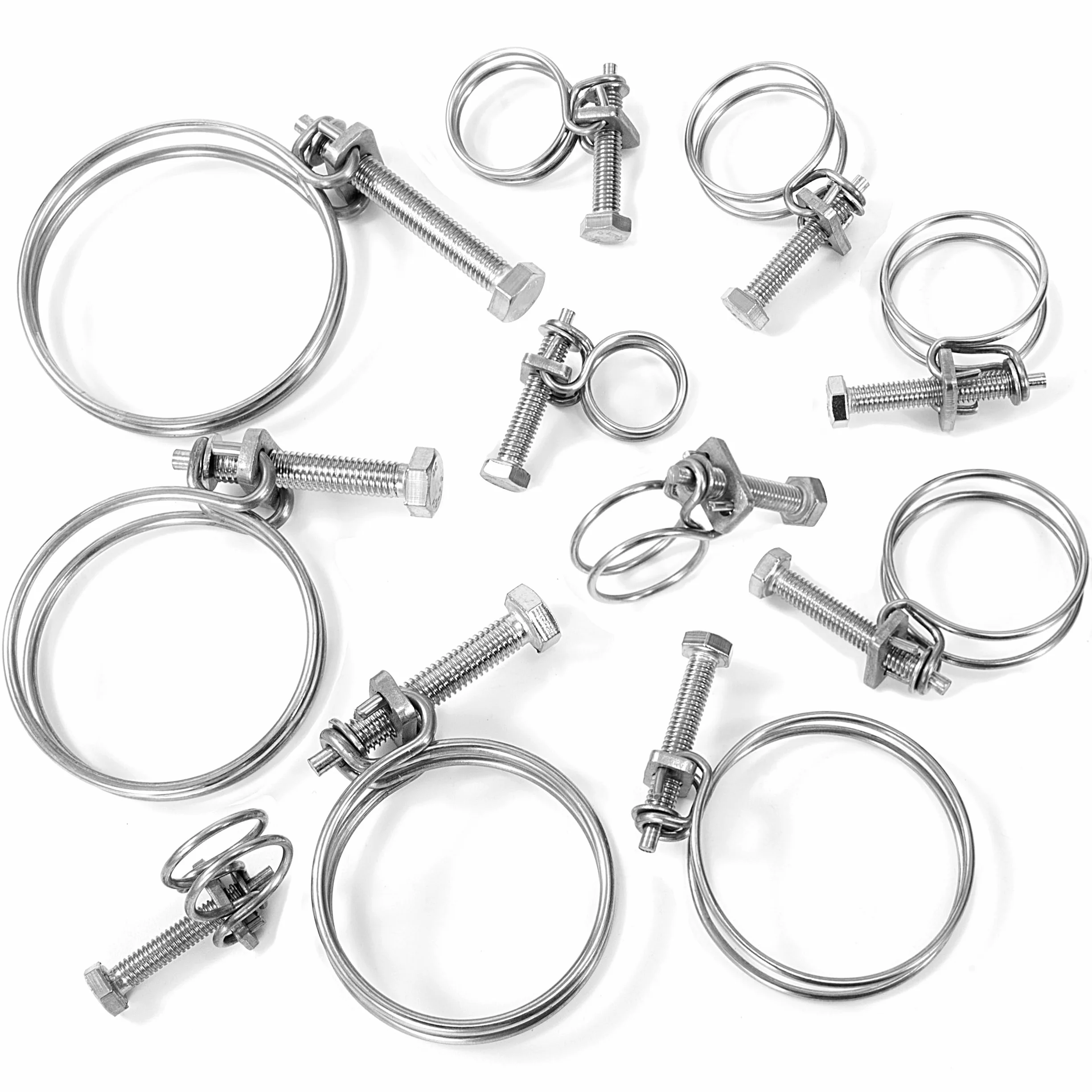 Abrazaderas de Manguera de Doble Alambre 55-62mm Abrazaderas para Mangueras de Acero Inoxidable Ajustables para Tubos de Agua Automóviles 3 Piezas