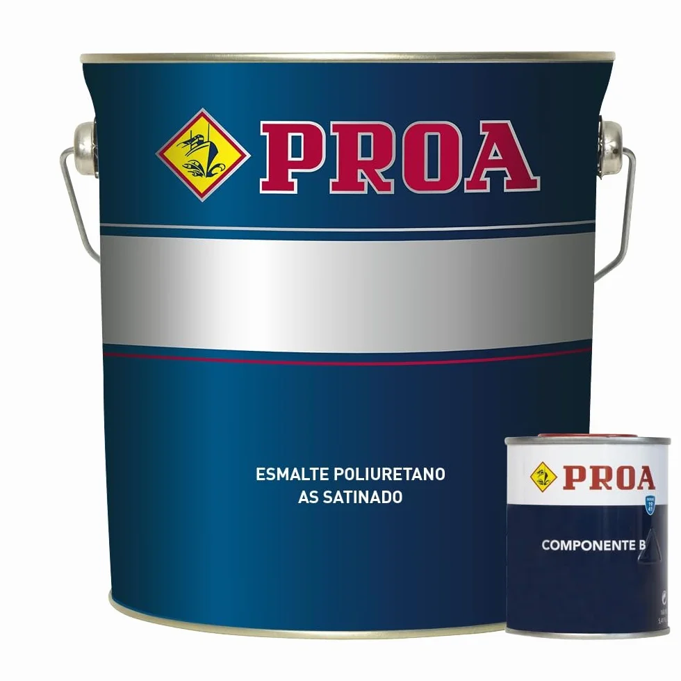 ESMALTE POLIURETANO AS SATINADO 2 COMPONENTES. Amarillo RAL 1023. 750ML+160ML. Excelente adherencia para pintar sobre hierro, fibra, cristal.