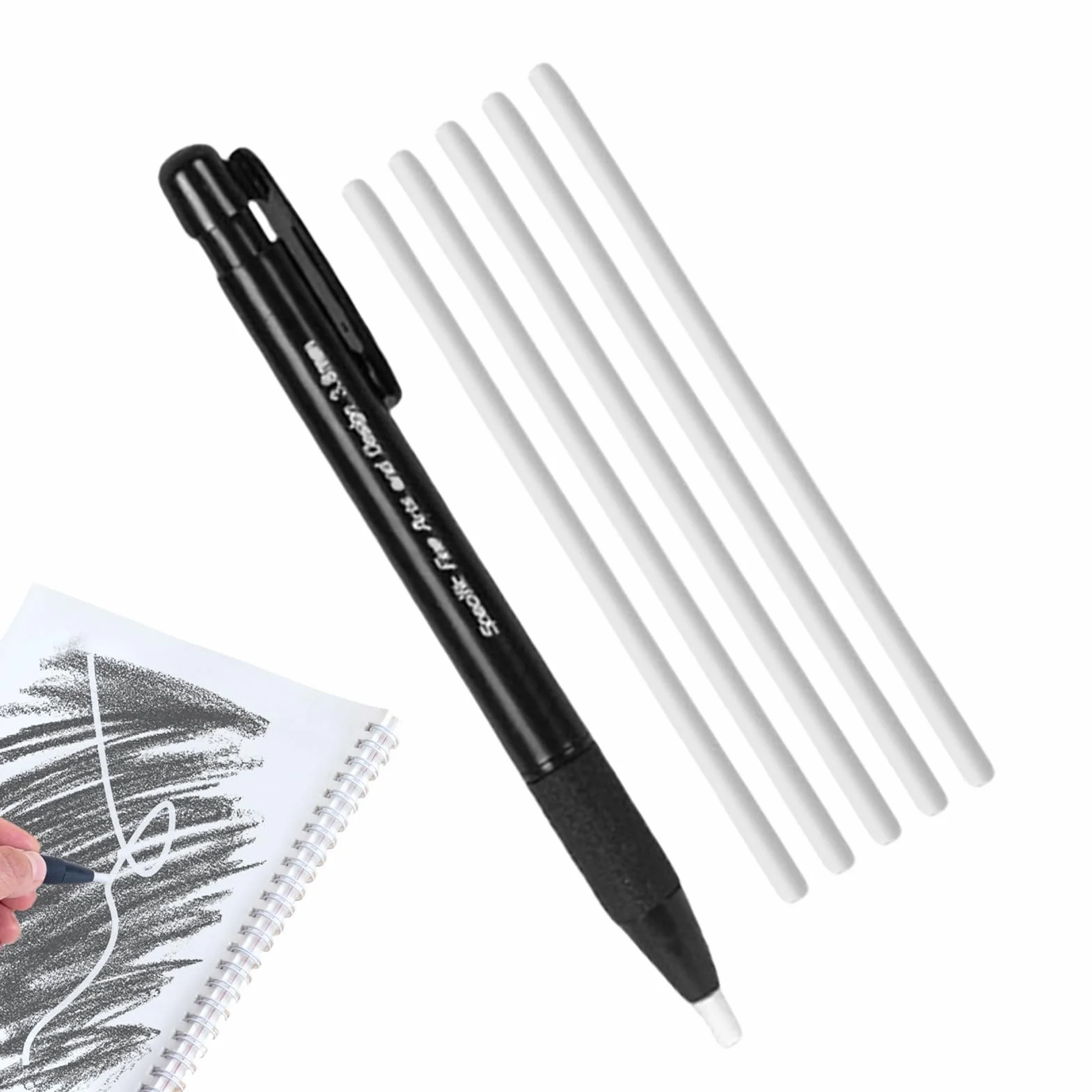 Goma de Borrar Mecánica Retráctil con Punta de 3.8 mm 5 Recambios para Dibujo Bocetos