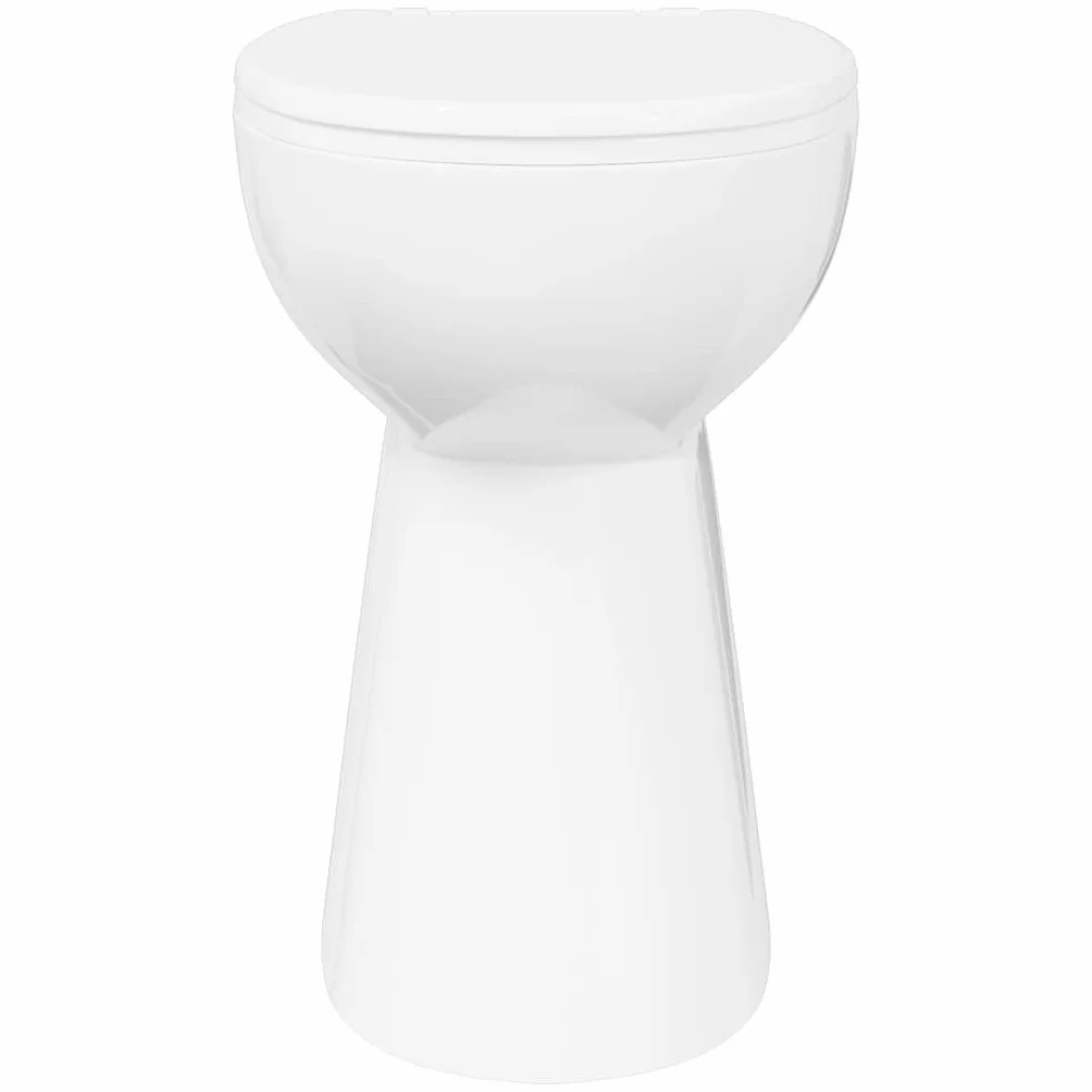 vidaXL Inodoro Sin Borde, Cerámica, Blanco, 50,5x36,5x50 cm, Asiento Soft-Close, Altura Extra Confort 7 cm, WC Compacto, Diseño Delgado, Baño, Descarga Higiénica