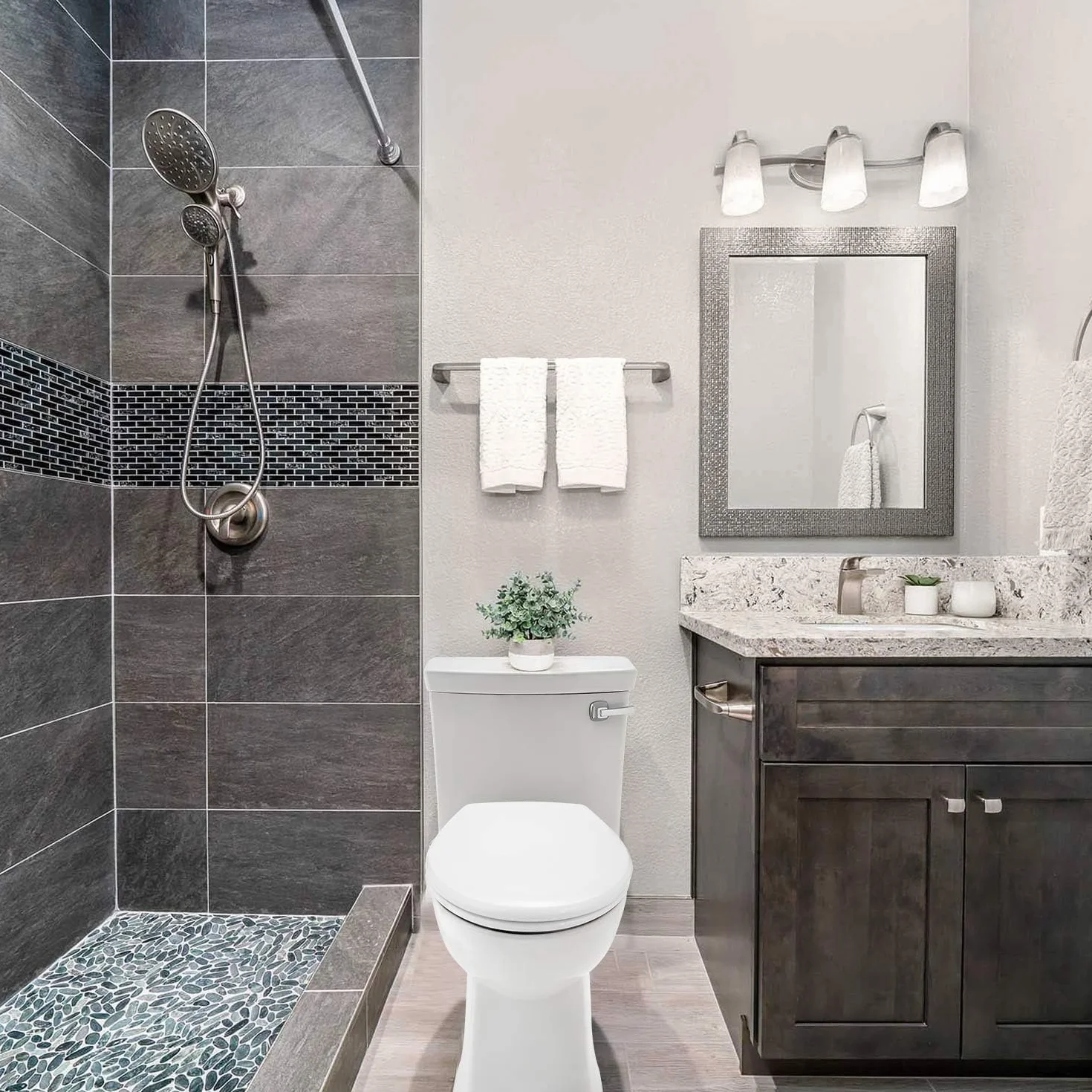 Himimi Asiento de Inodoro para Familia, Tapa WC Universal para Familia 2 en 1, Tapas de Water Cierre Suave Lento, adultos y niños en forma ovalada y rápida de instalar (447 x 371 x 55 mm)