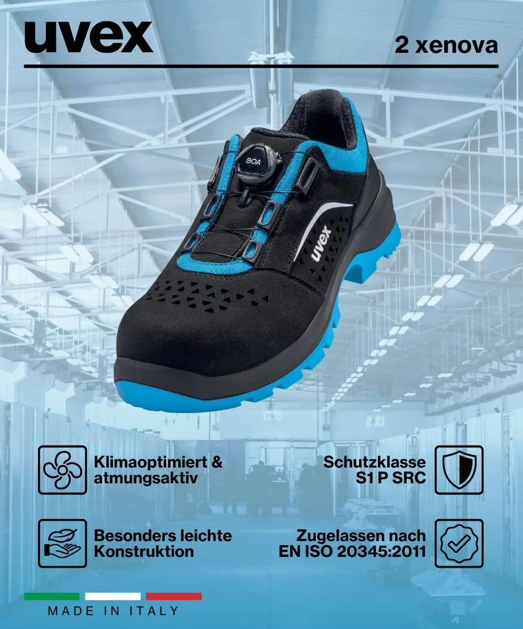 Uvex 2 Xenova 9553241 2 xenova® 9553241 ESD Sandalias de Seguridad S1P (UE): 41 Negro, Azul, 1 par, duraderas y resistentesHombre