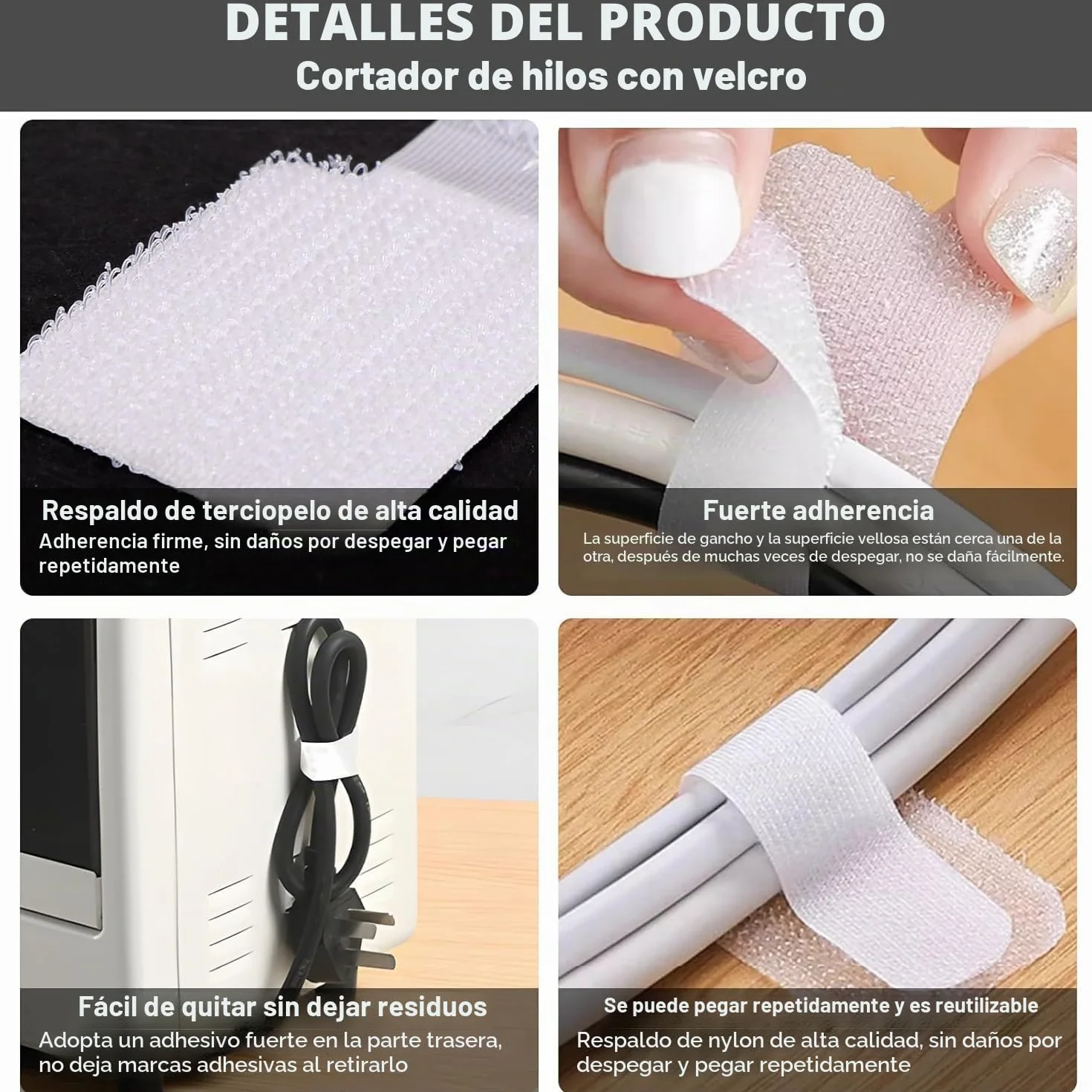 Organizador de cables 40 piezas, gestión de cables para escritorio, soporte autoadhesivo