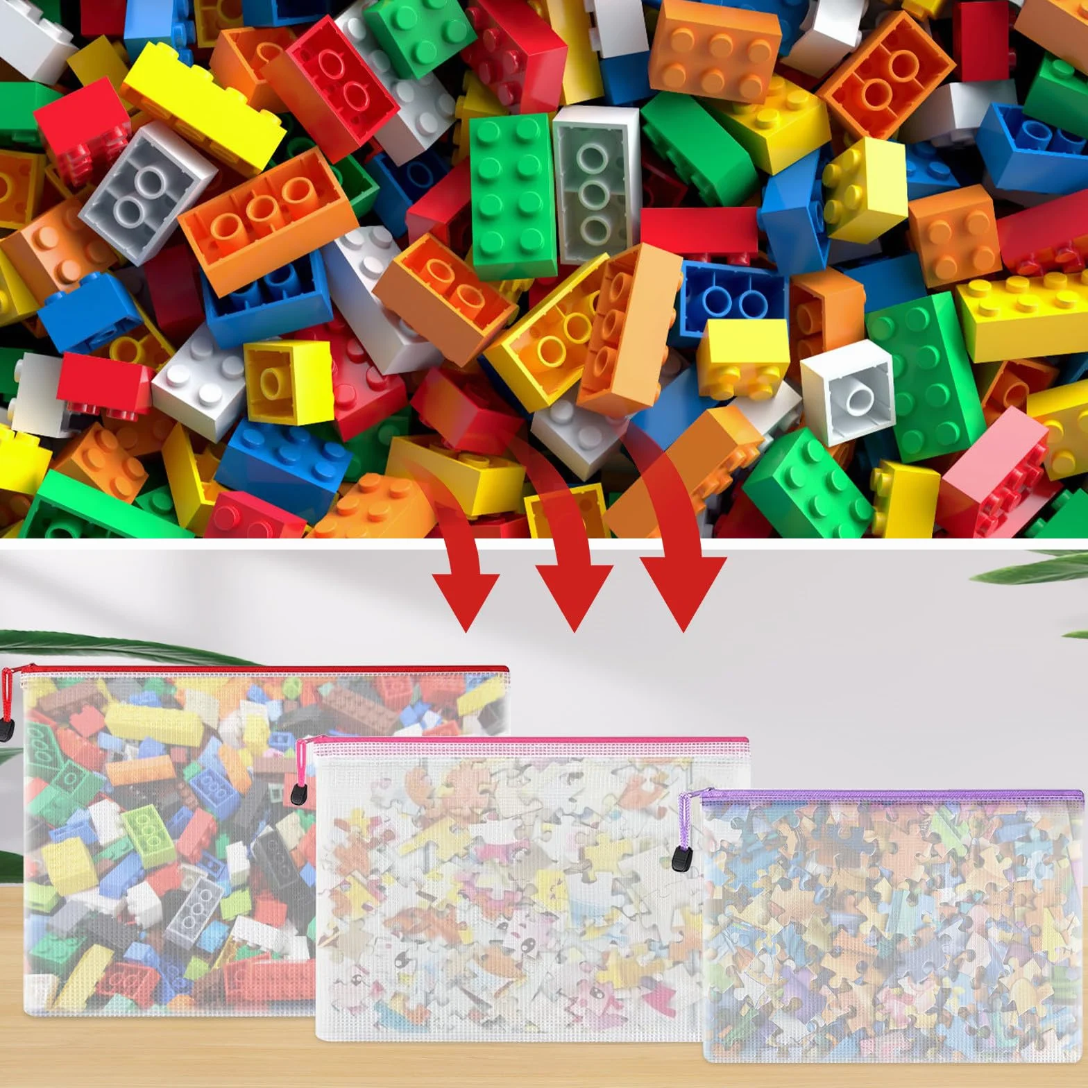 Bolsas para documentos impermeables con pegatinas, bolsas de malla con cremallera, multicolor, 8 tamaños