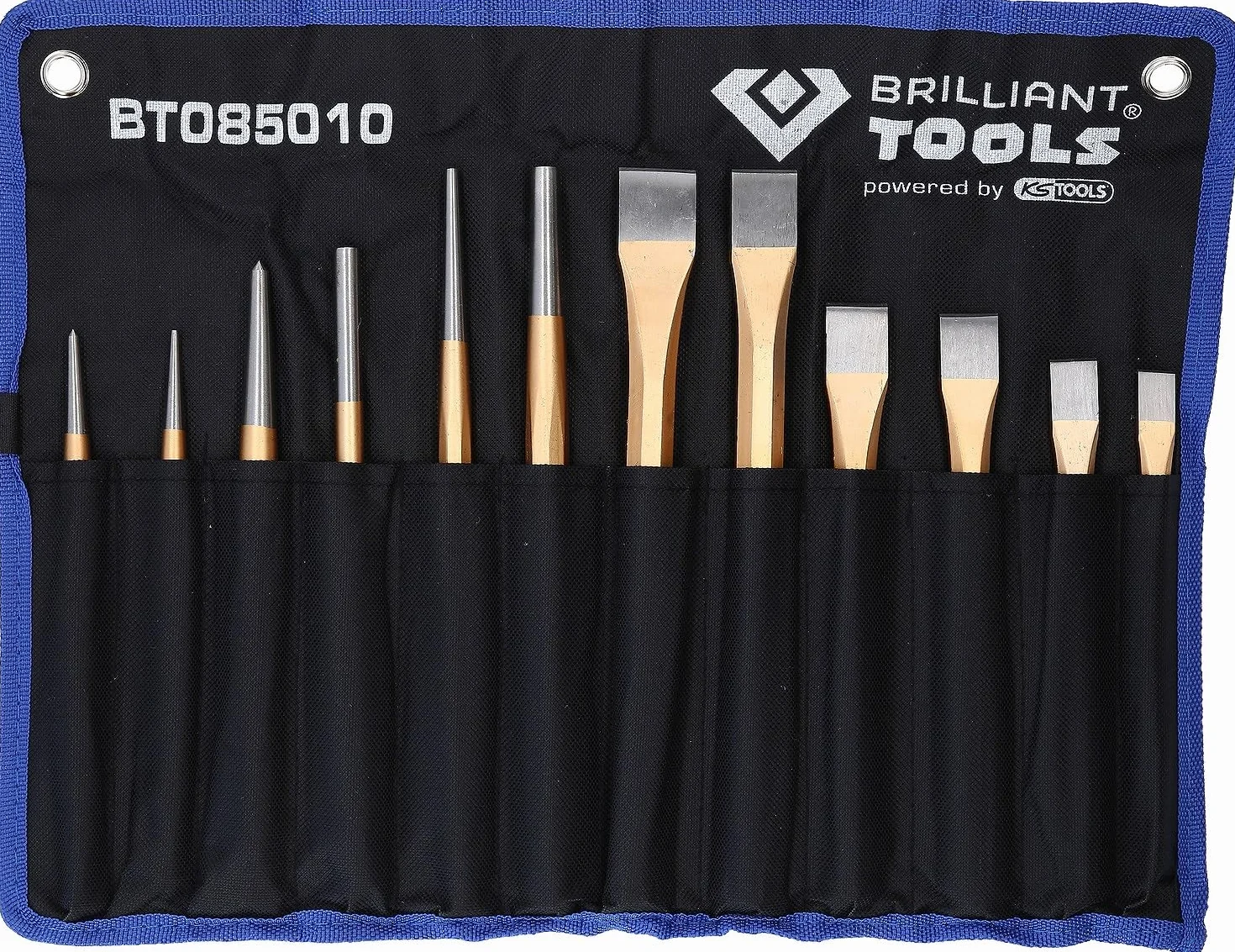 BRILLIANT TOOLS BT085010 Juego de cinceles y botadores, 12 pzs [Powered by KS TOOLS]