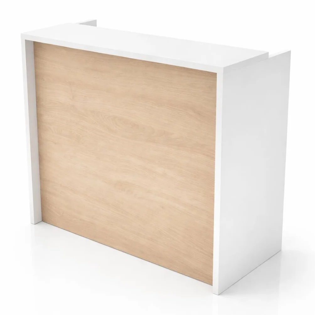 Mostrador Recepción Profesional Madera 25mm Grosor Mesa Oficina Peluquería Mueble con Estantería Acacia 120x105x50
