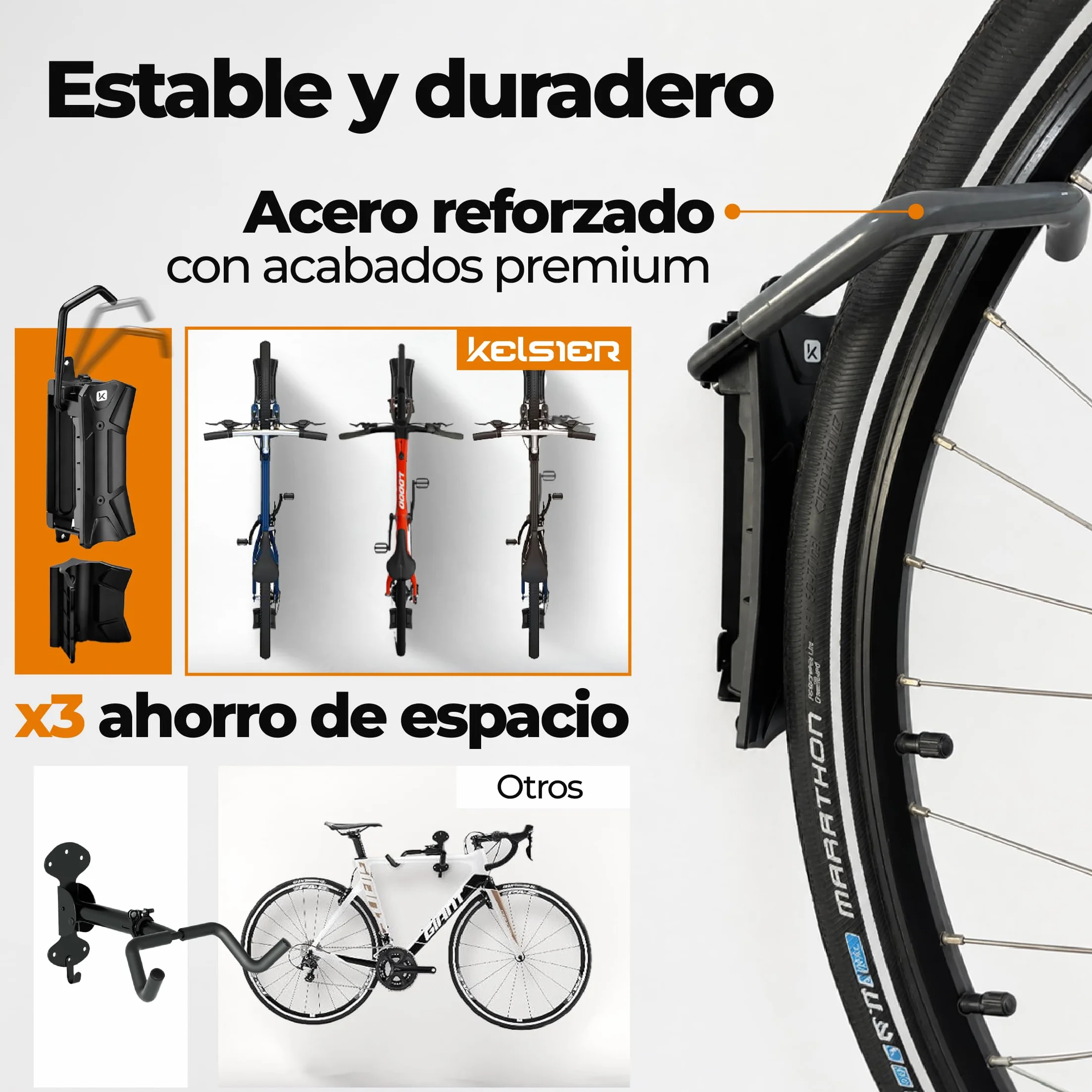 Soporte Bicicletas Pared Vertical Giratorio, Colgador Bicicleta Pared Plegable, Compatible Bicicleta Montaña Carretera y Eléctrica, Hasta 35 kg, para Hogar Trastero Garaje
