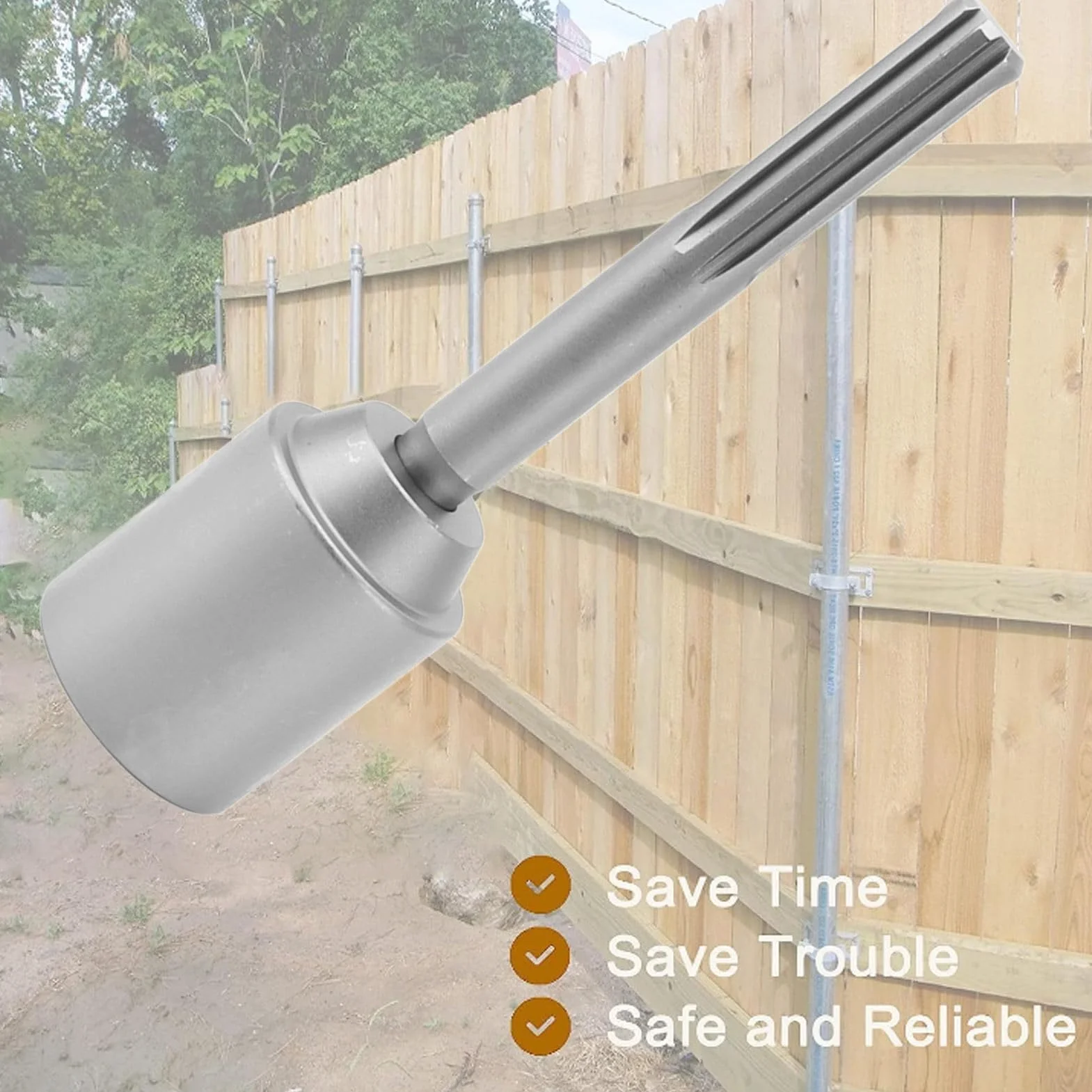 Destornillador de Suelo SDS MAX, Piloto de Poste en T, Varilla de Tierra Profunda, 45 mm, Acero